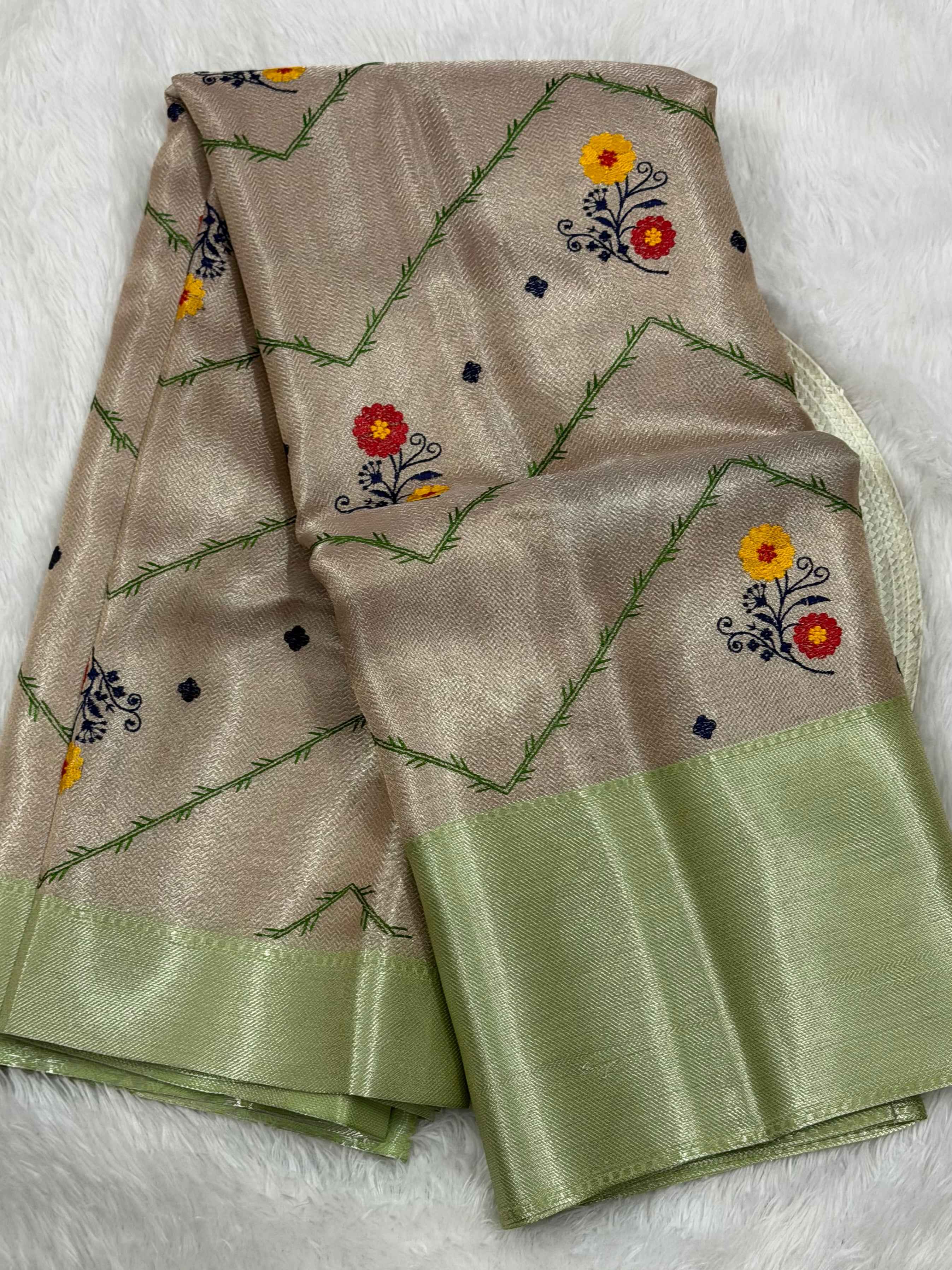 Premium Kanjeevaram Soft Tissue Silk Banarasi Saree with Rich Embroidery