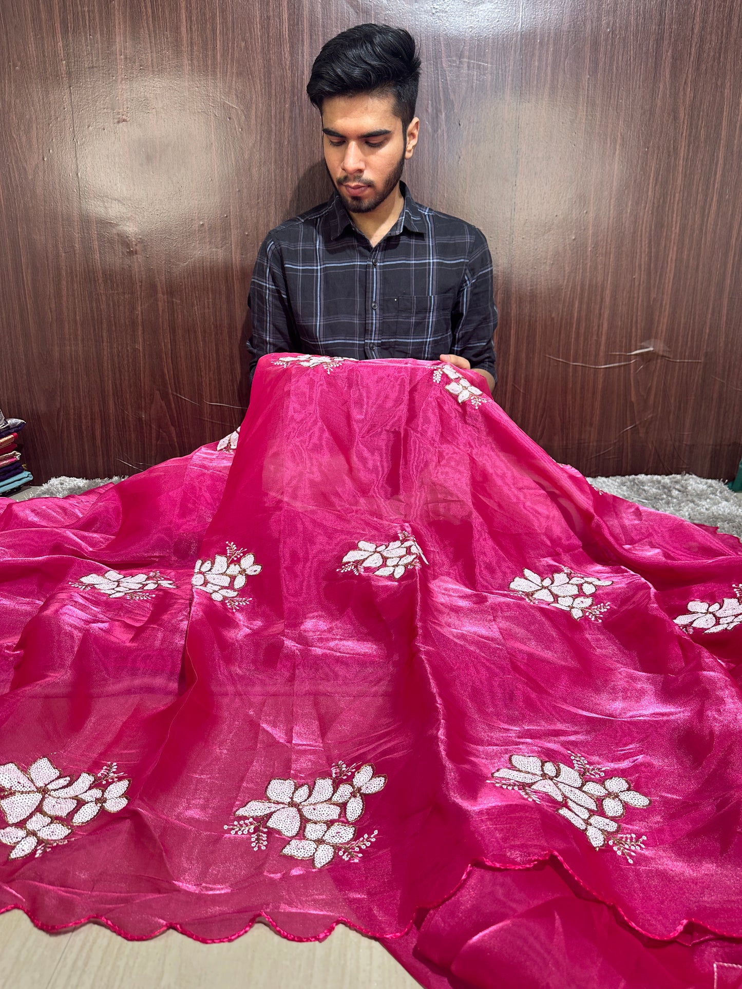 Exclusive Shimmery Tissue Silk Saree with Premium Sequence Work