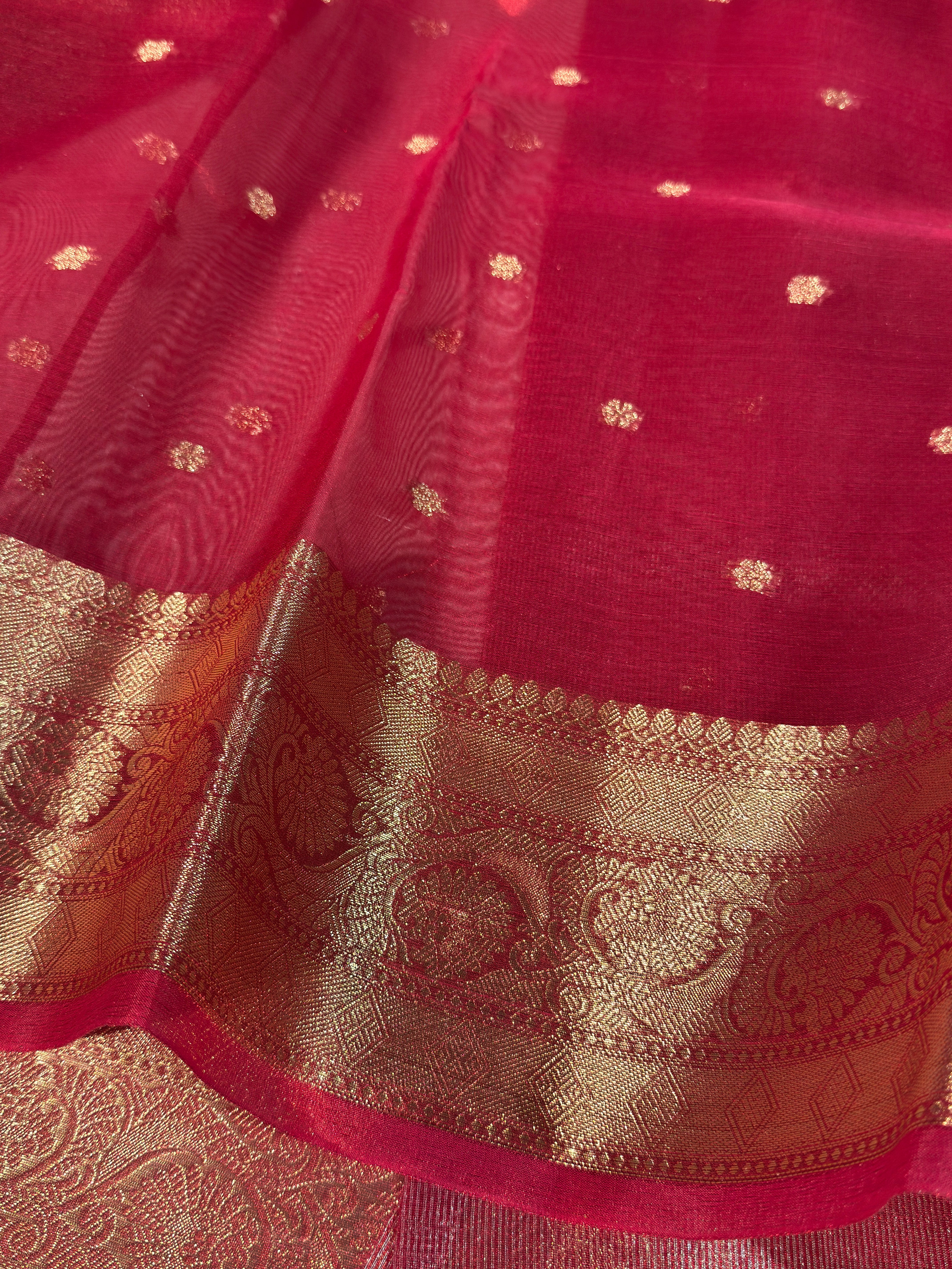 Metallic Red Premium Tissue Silk Banarasi Saree