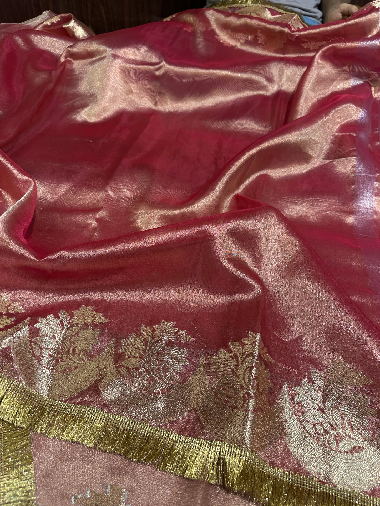 Beautiful Banarasi Bridal Tissue Silk Saree With Lace Work