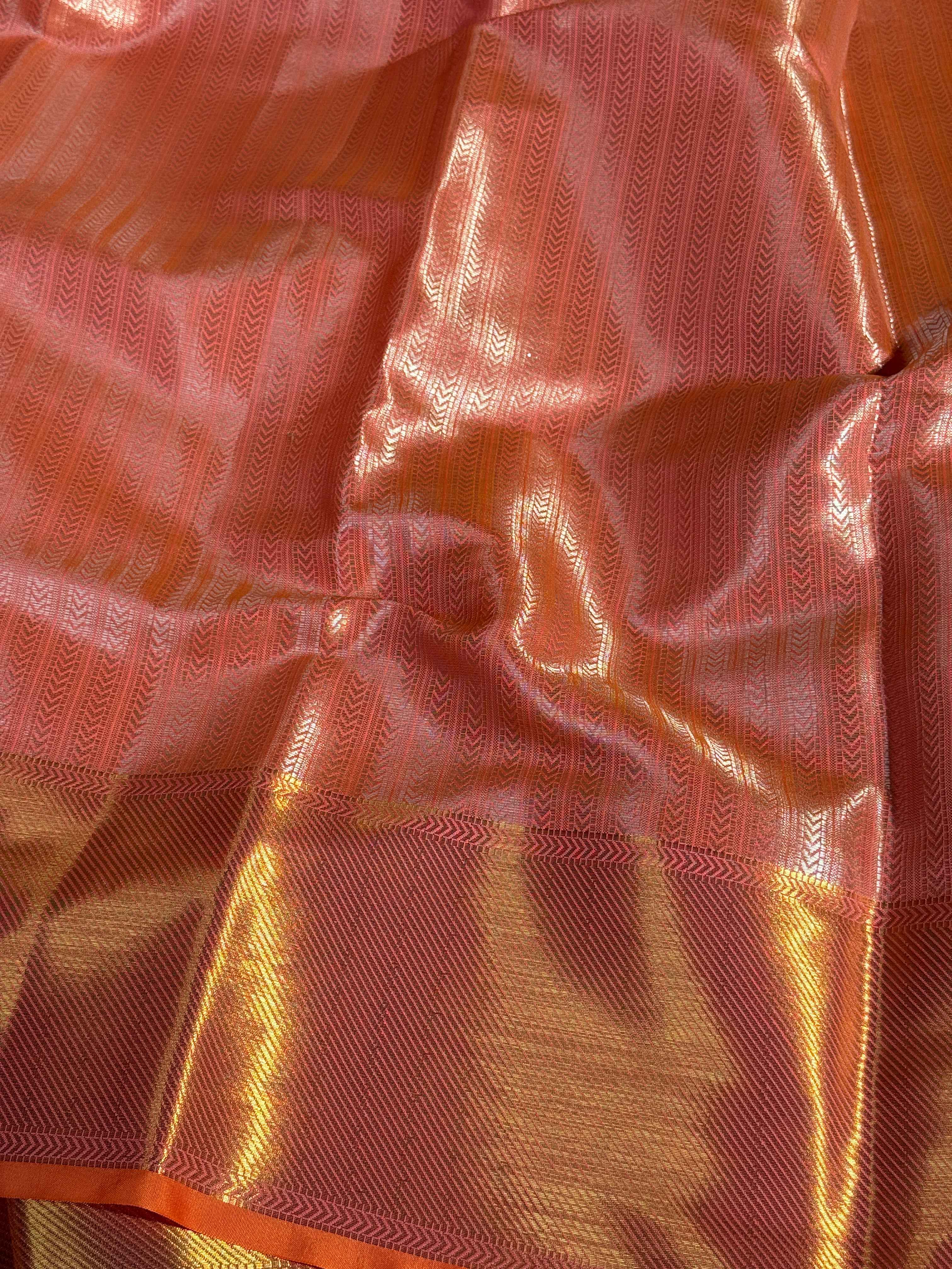 Sai Pallavi Inspired Exclusive Kanjeevaram Tissue Silk Banarasi Saree with Rich Pallu