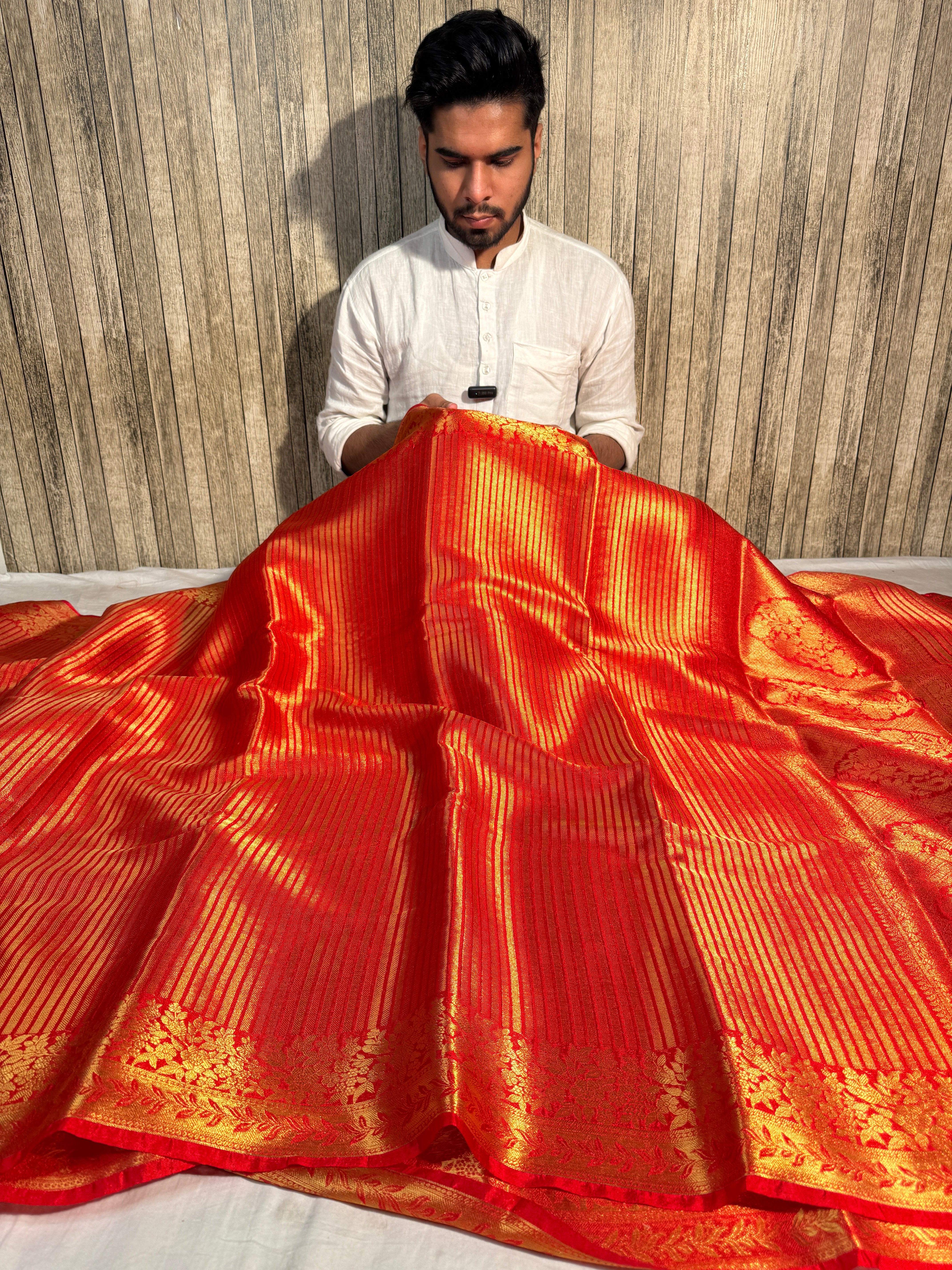 Bridal Red Premium Breathable Kanjeevaram Tissue Silk Banarasi Saree