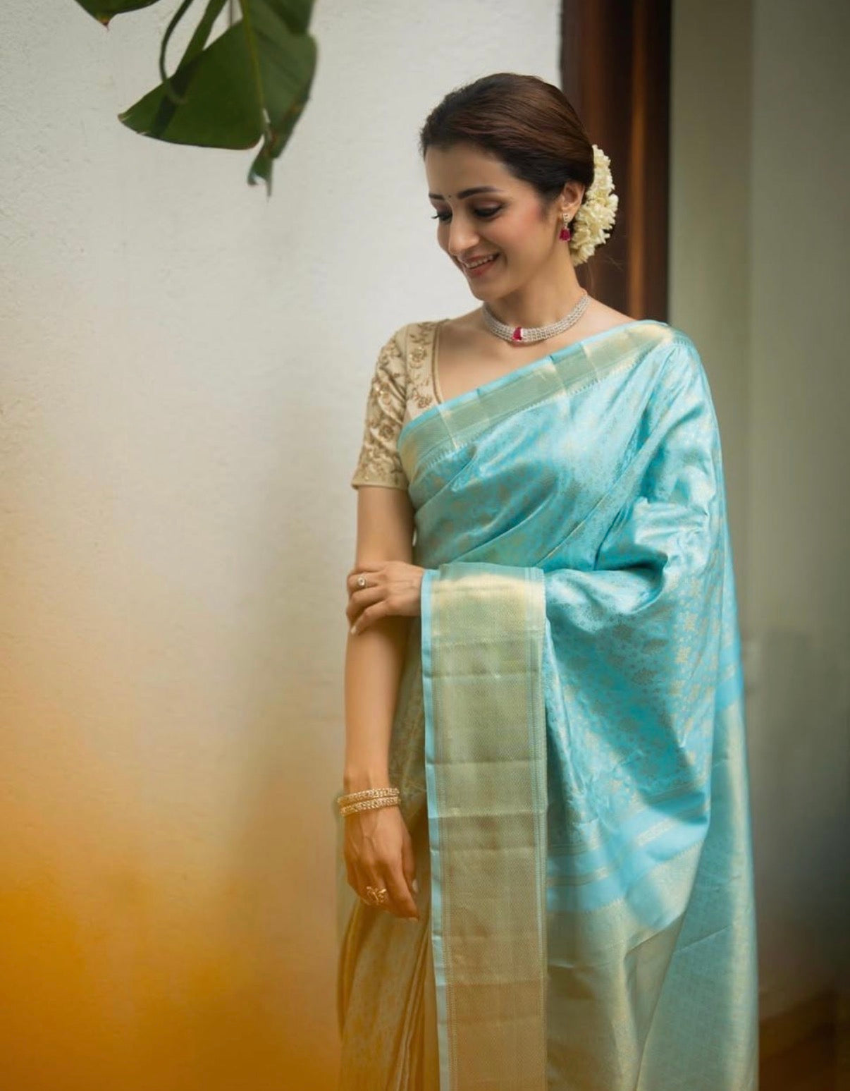 Trisha Mam Inspired Kanjeevaram Tissue Silk Banarasi Saree