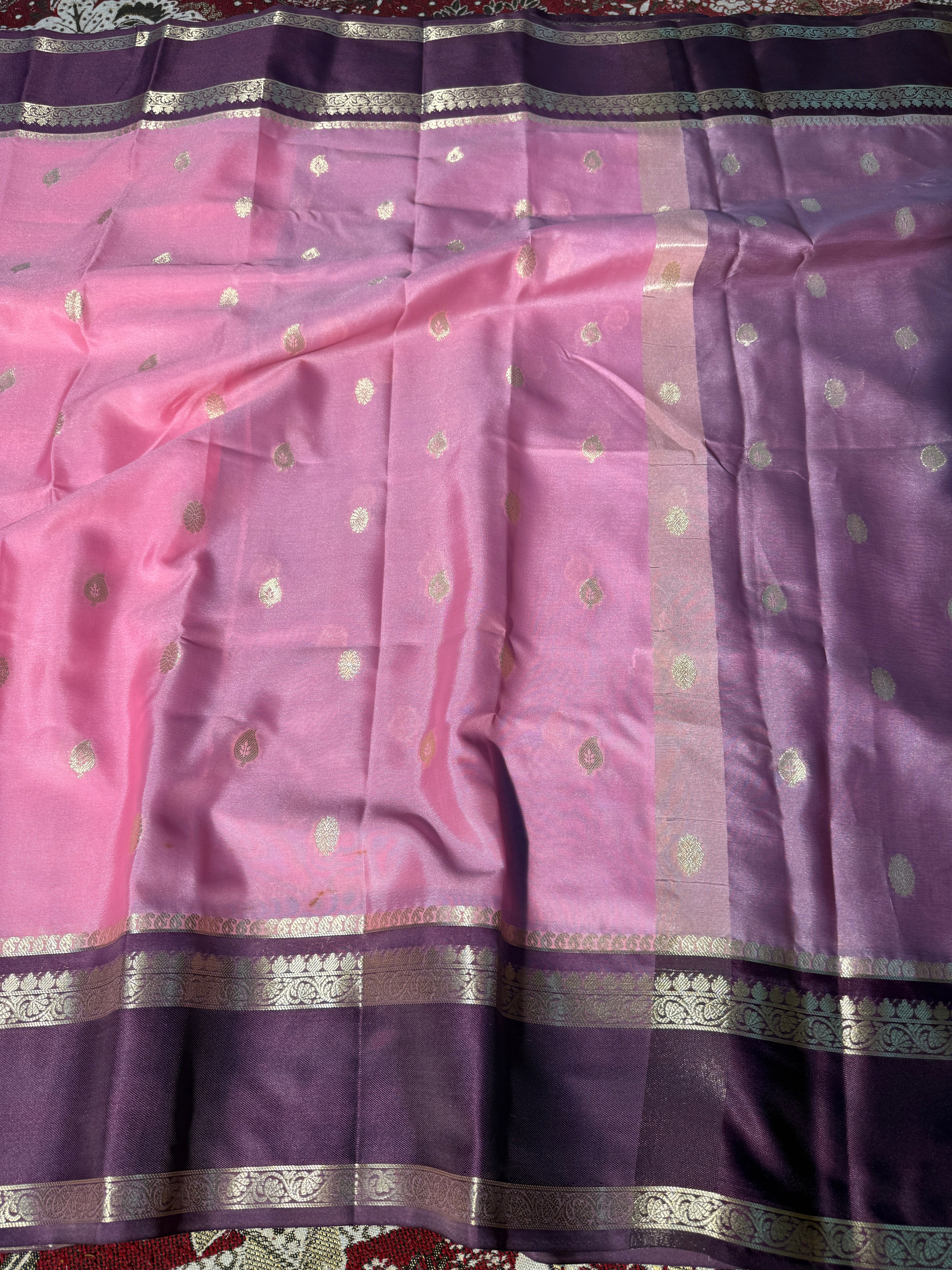Pink Premium Kanchi Weave Katan Silk Banarasi Saree