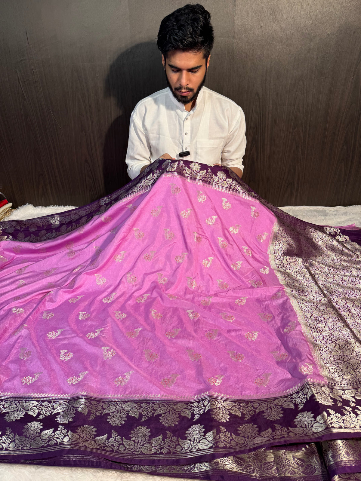 Lavender Purple Premium Chiniya Silk Banarasi Saree