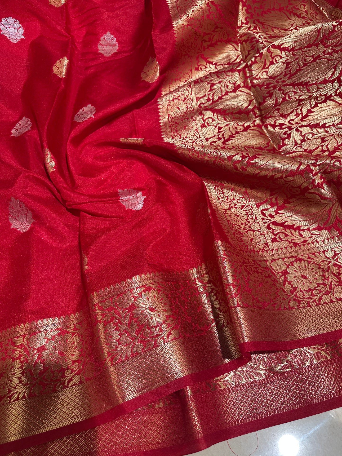 Premium Banarasi Georgette Silk Saree in Beautiful Red Shade