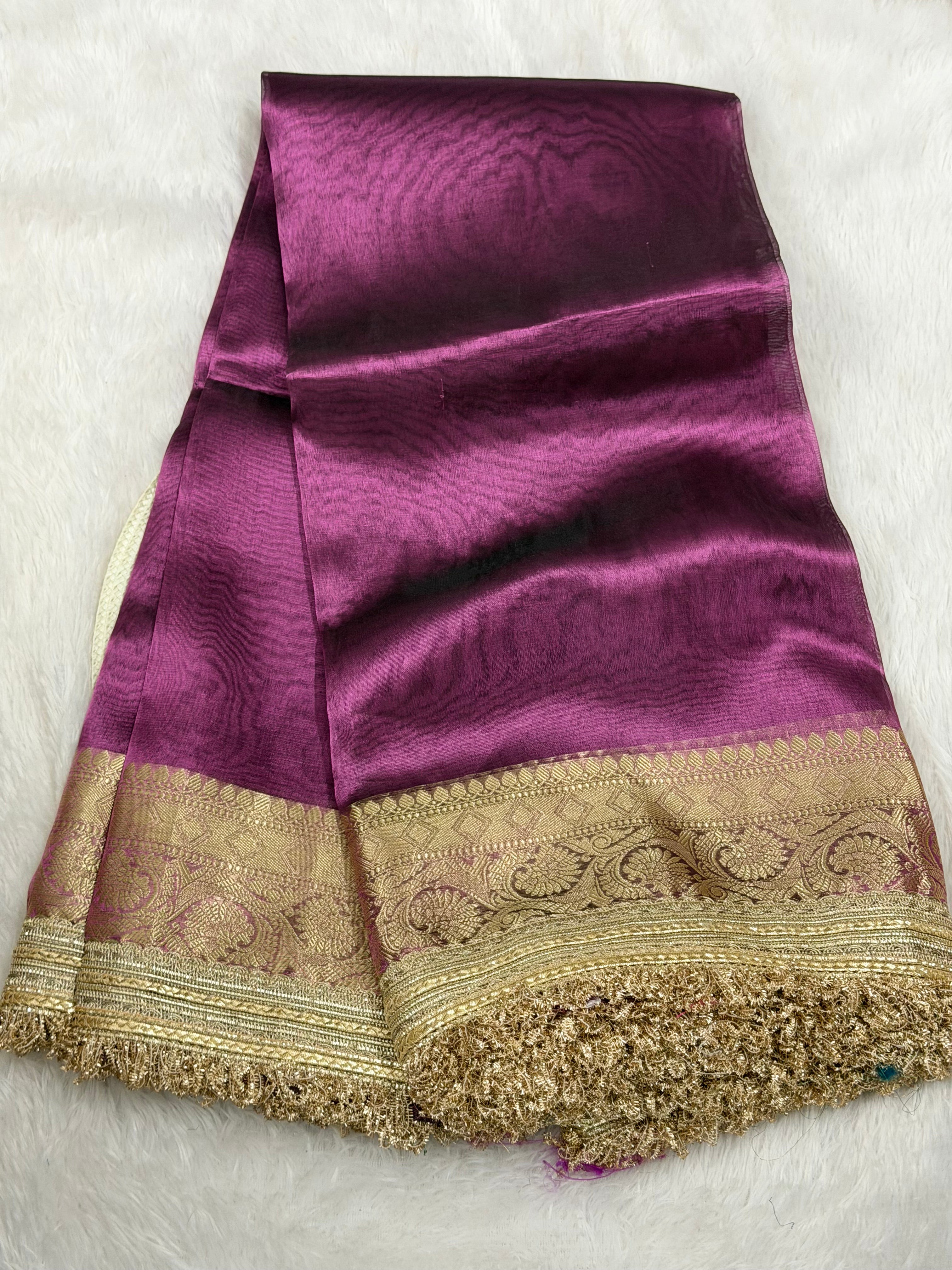 Premium Soft Tissue Silk Banarasi Saree with Rich Lace