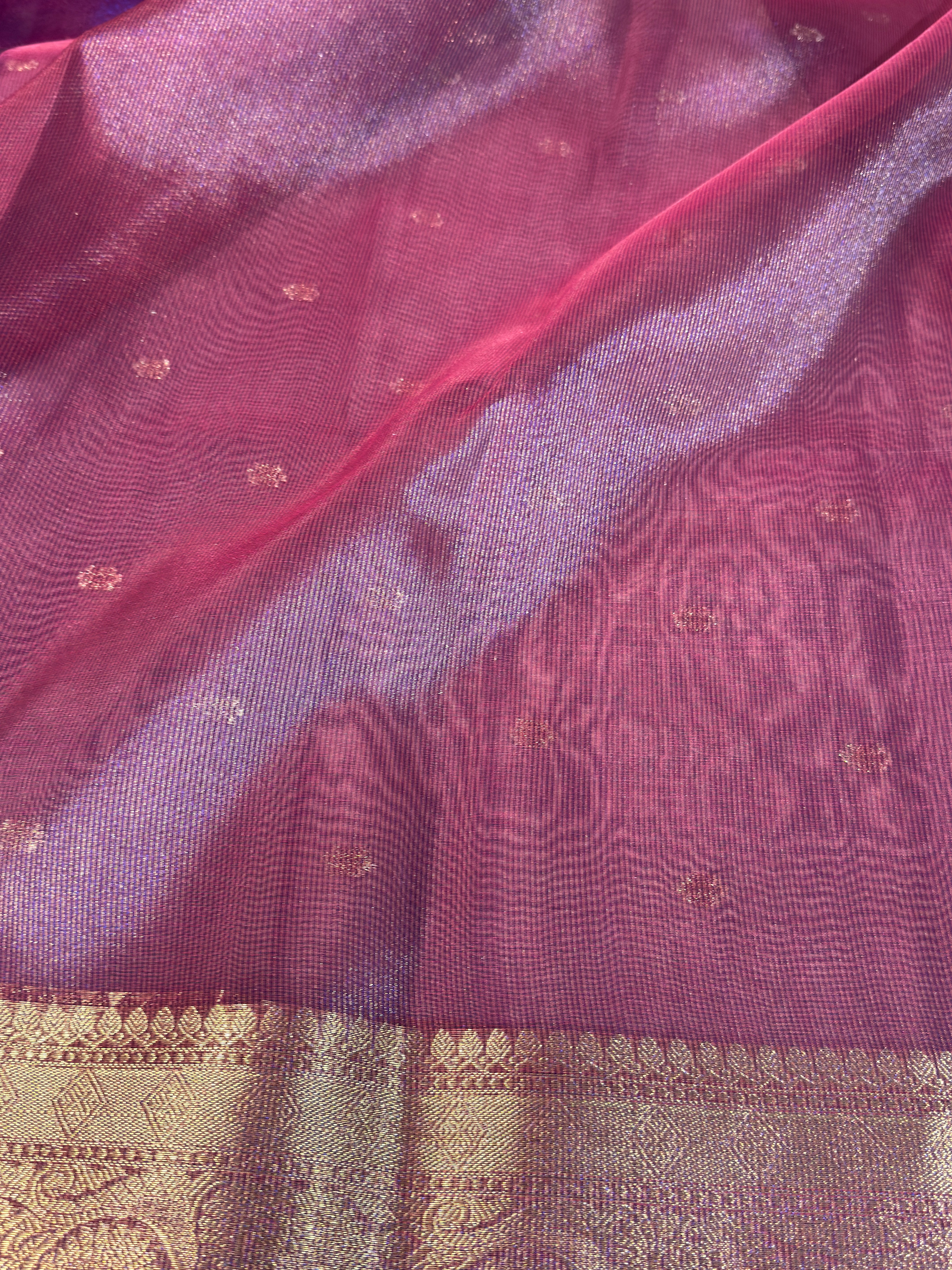 Rare Dual Shade Blue Premium Tissue Silk Banarasi Saree