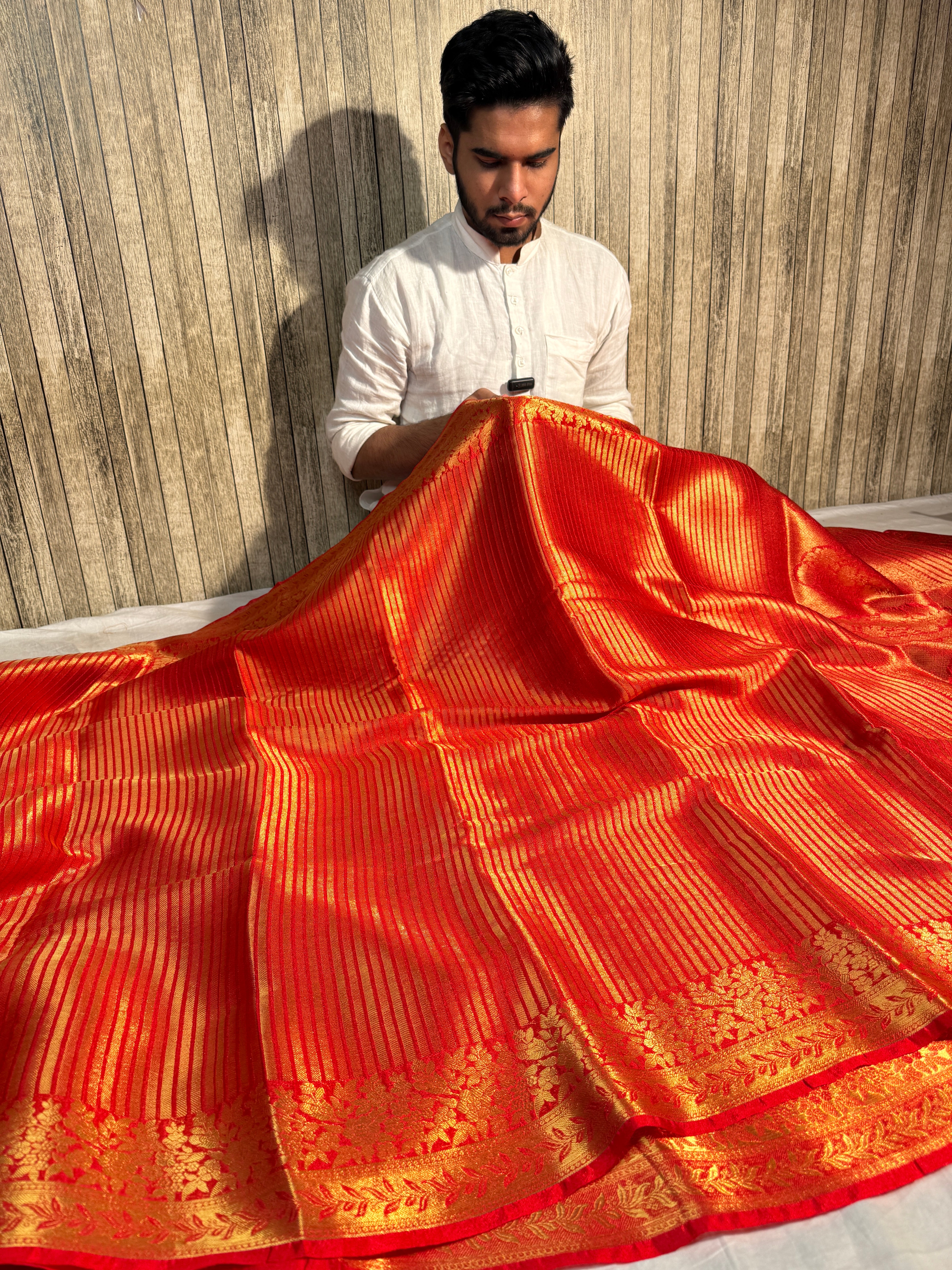 Bridal Red Premium Breathable Kanjeevaram Tissue Silk Banarasi Saree