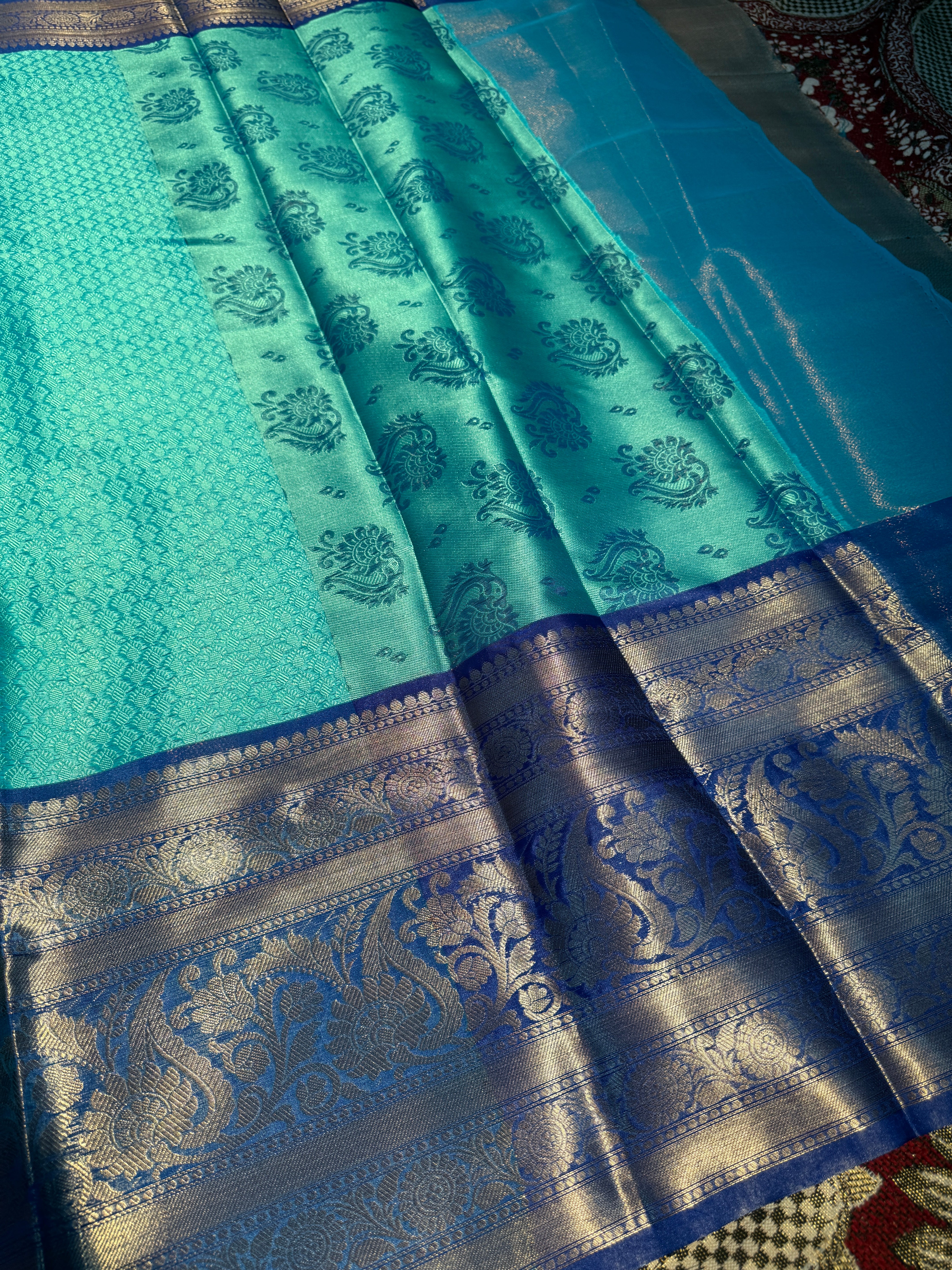 Premium Resham Embossed Kora Muslin Banarasi Saree