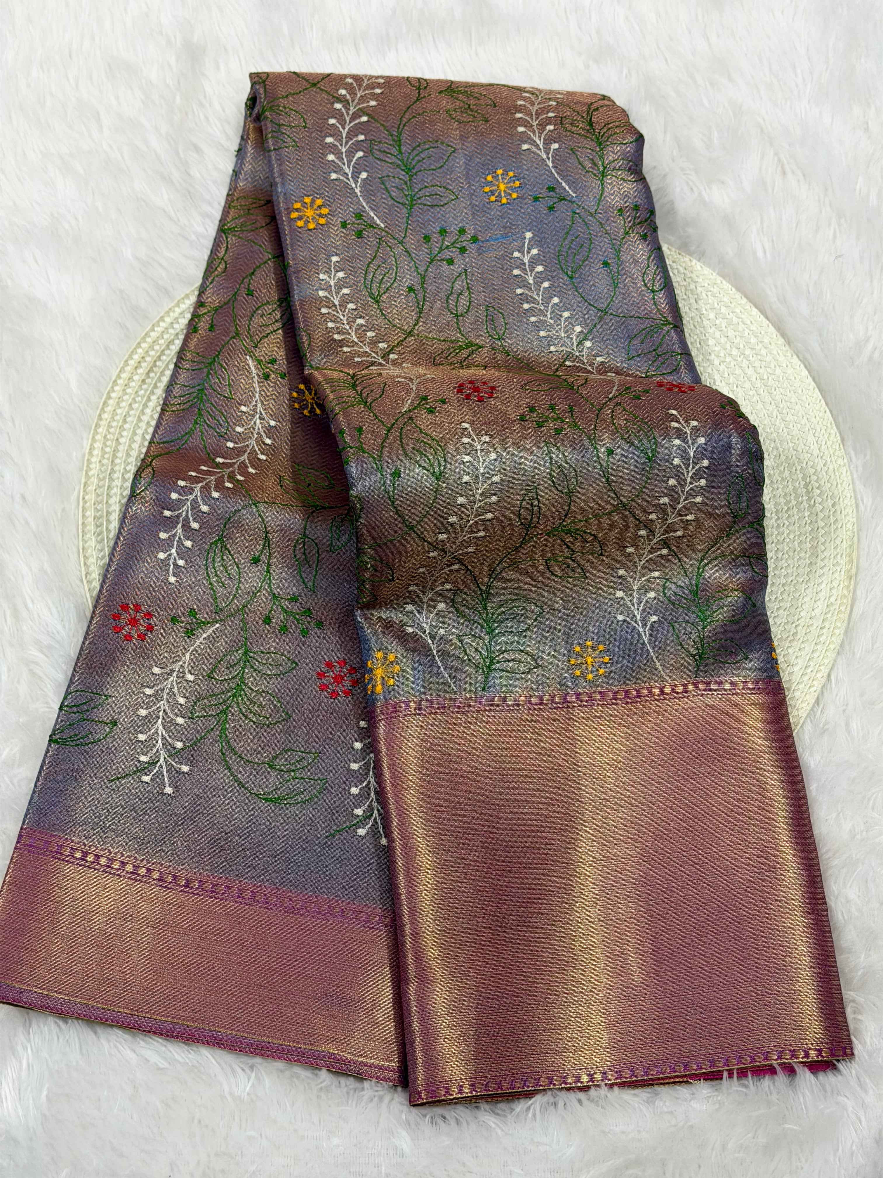 Premium Kanjeevaram Soft Tissue Silk Banarasi Saree with Rich Embroidery