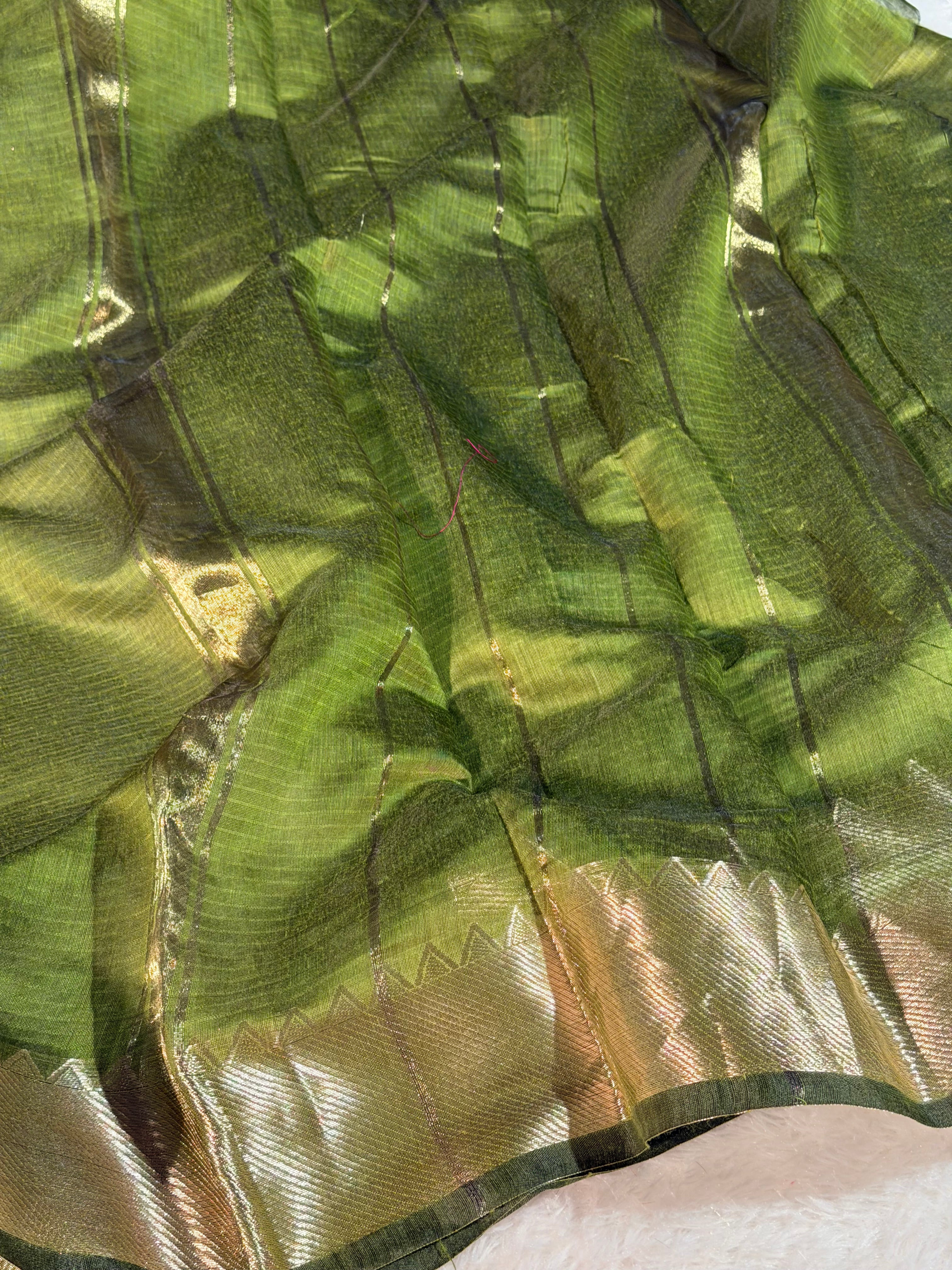 Mehendi Green Premium Mangalagiri Cotton Silk Banarasi Saree
