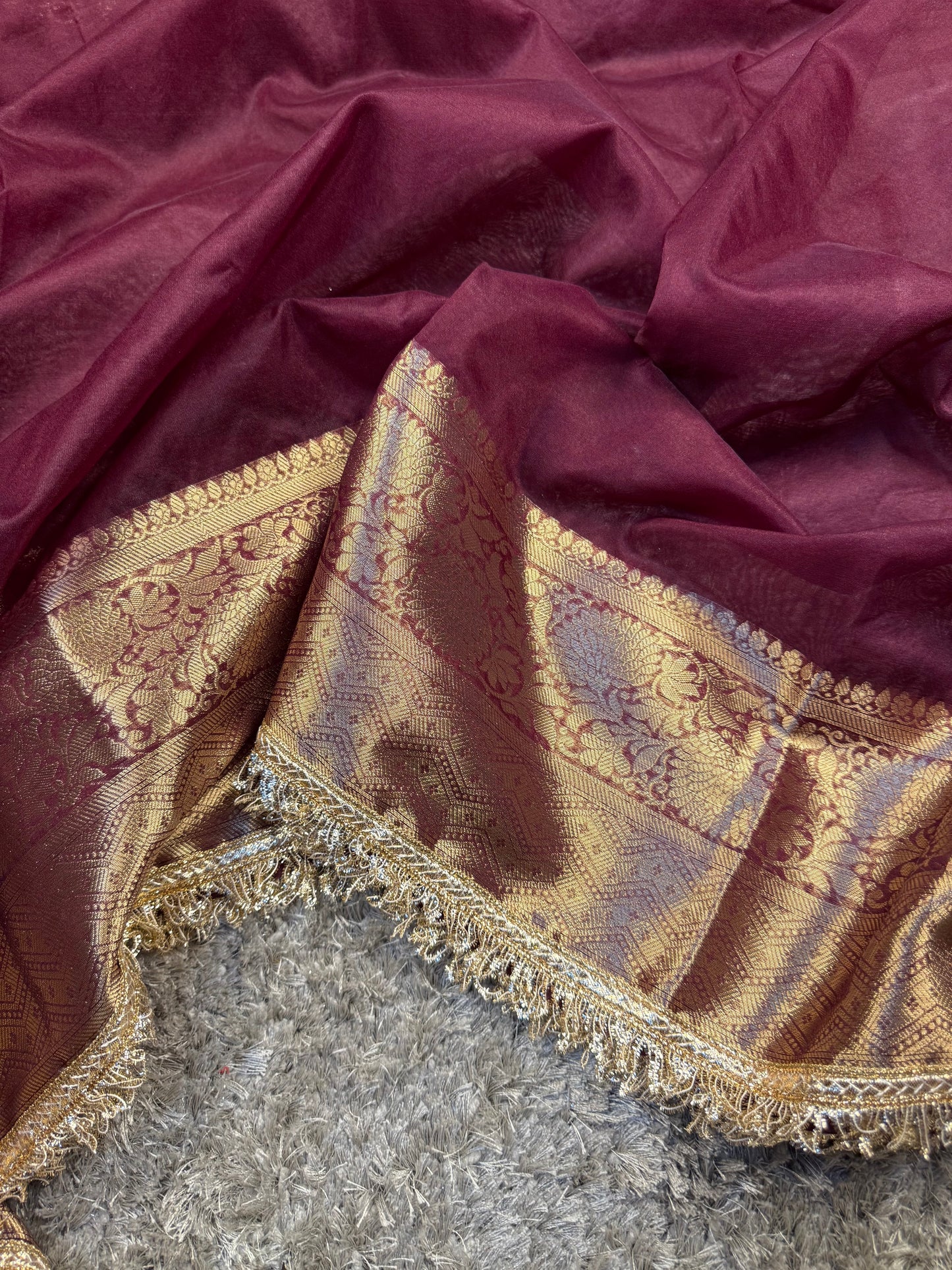 Gorgeous Bridal Banarasi Tissue Silk Saree with Premium Lace Work