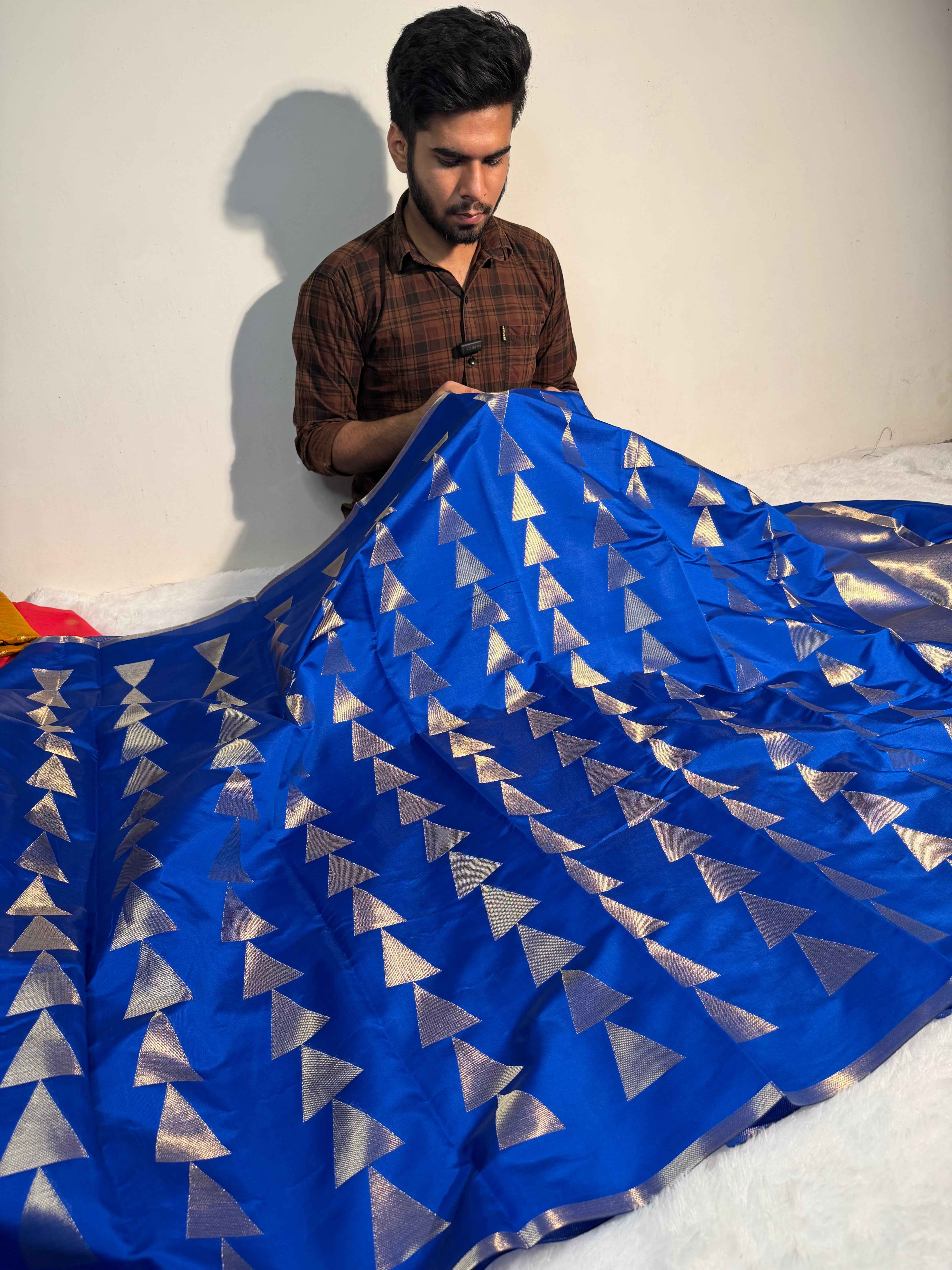 Ready To Wear Sai Pallavi Inspired Royal Blue Soft Silk Banarasi Saree
