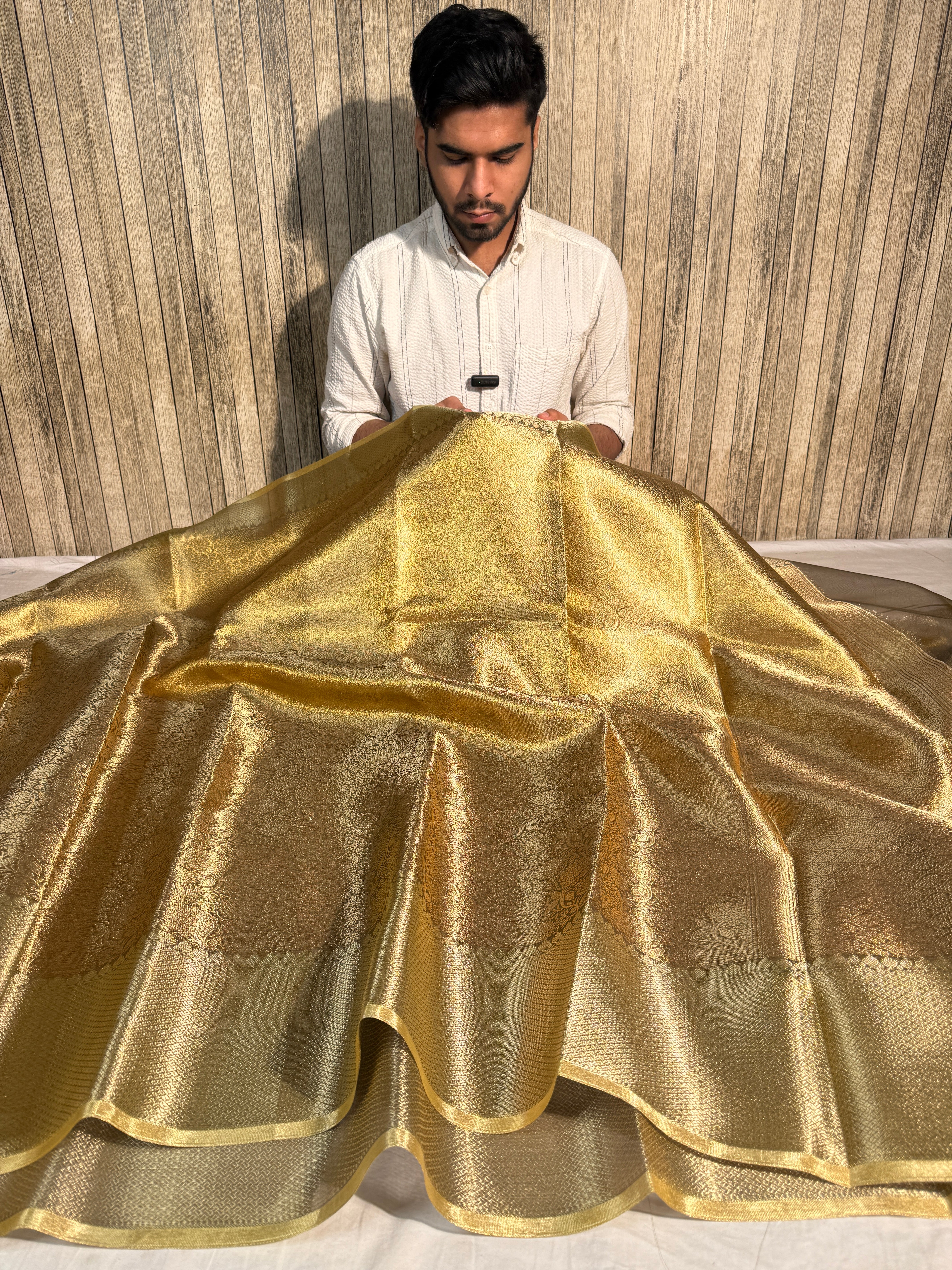 Ready To Wear Copper Zari Weave Kanjeevaram Tissue Silk Banarasi Saree