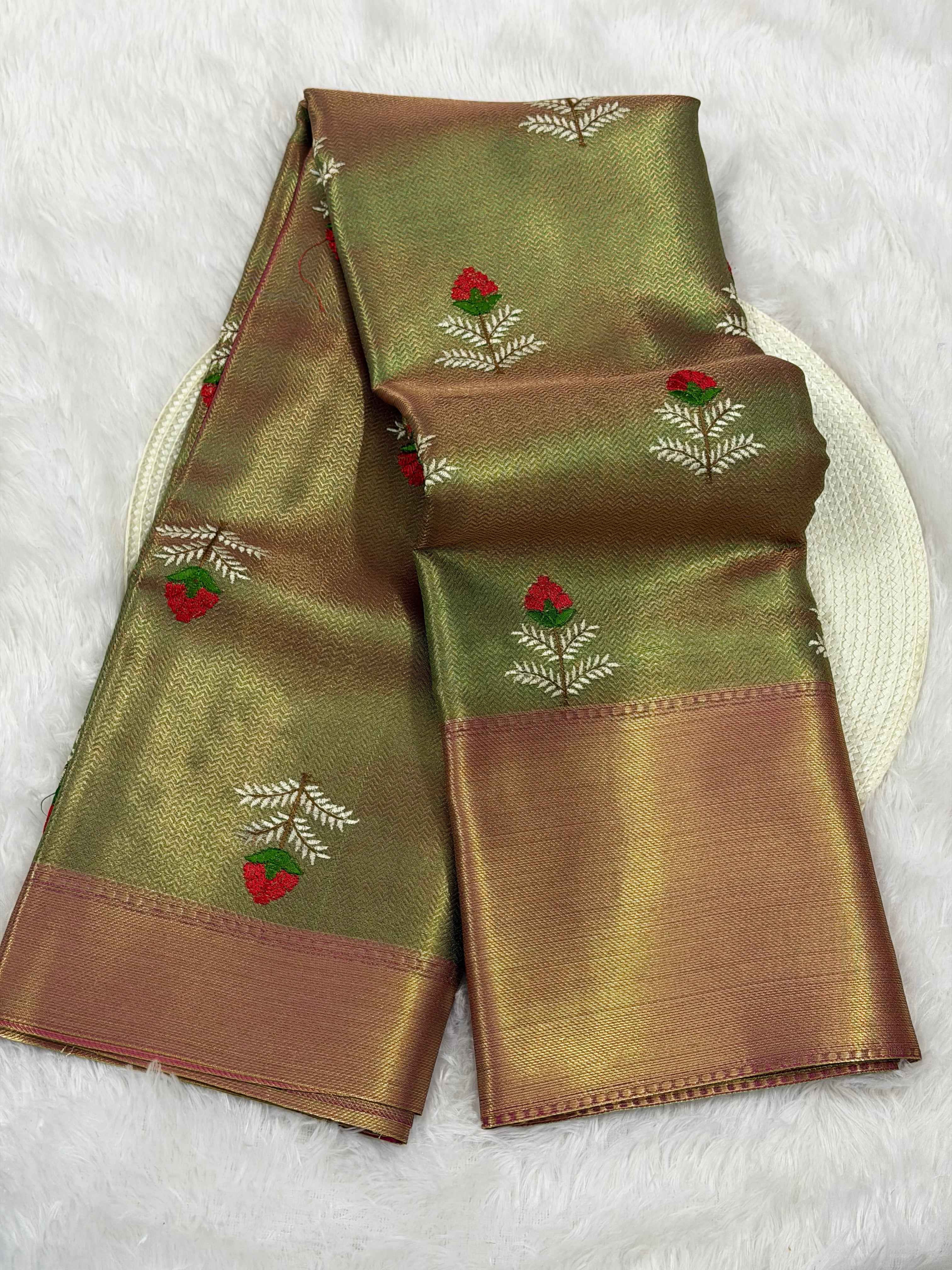 Premium Kanjeevaram Soft Tissue Silk Banarasi Saree with Rich Embroidery