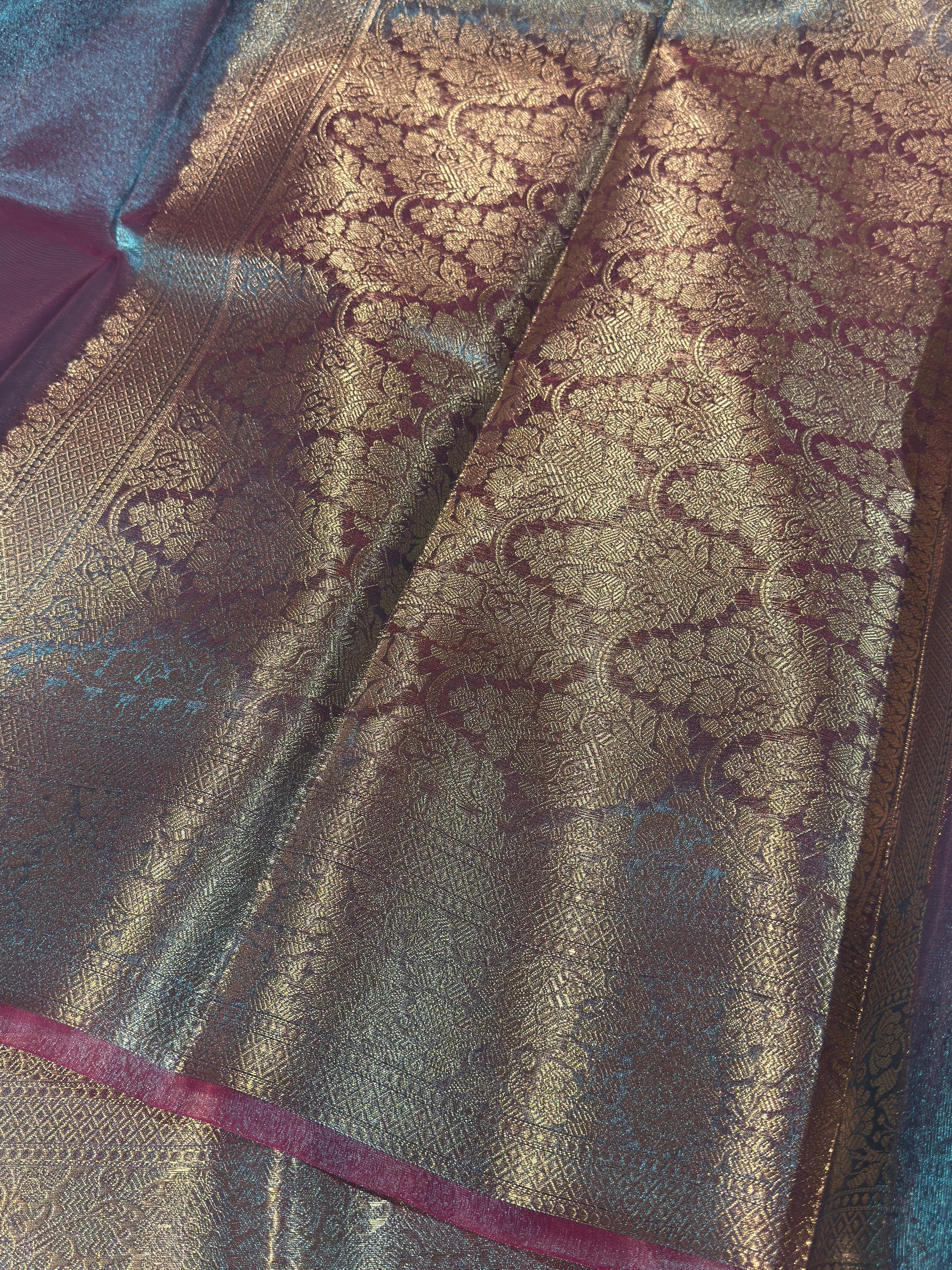 Rare Firozi Blue Premium Tissue Silk Banarasi Saree