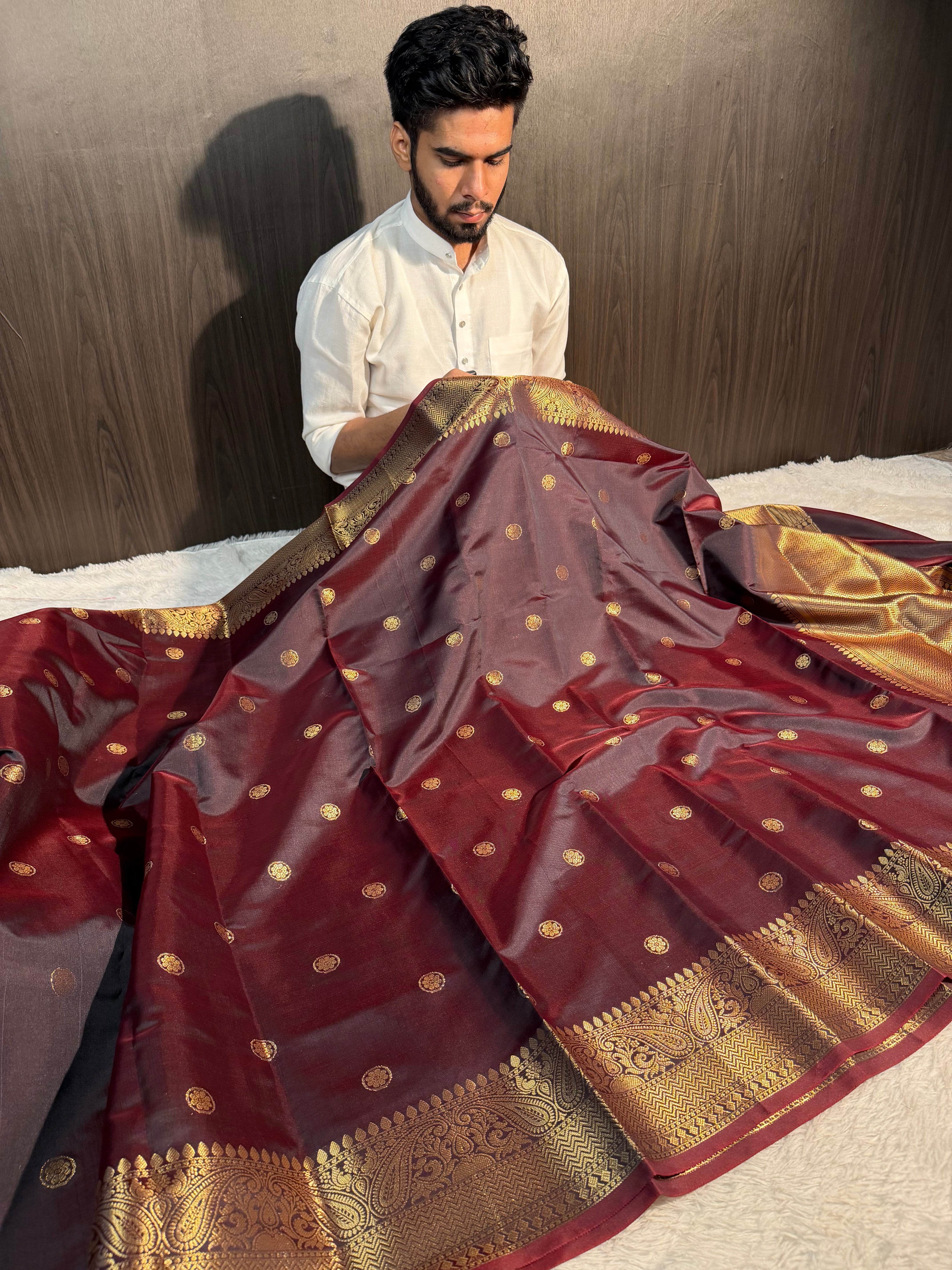 Coffee Brown Premium Soft Katan Silk Banarasi Saree