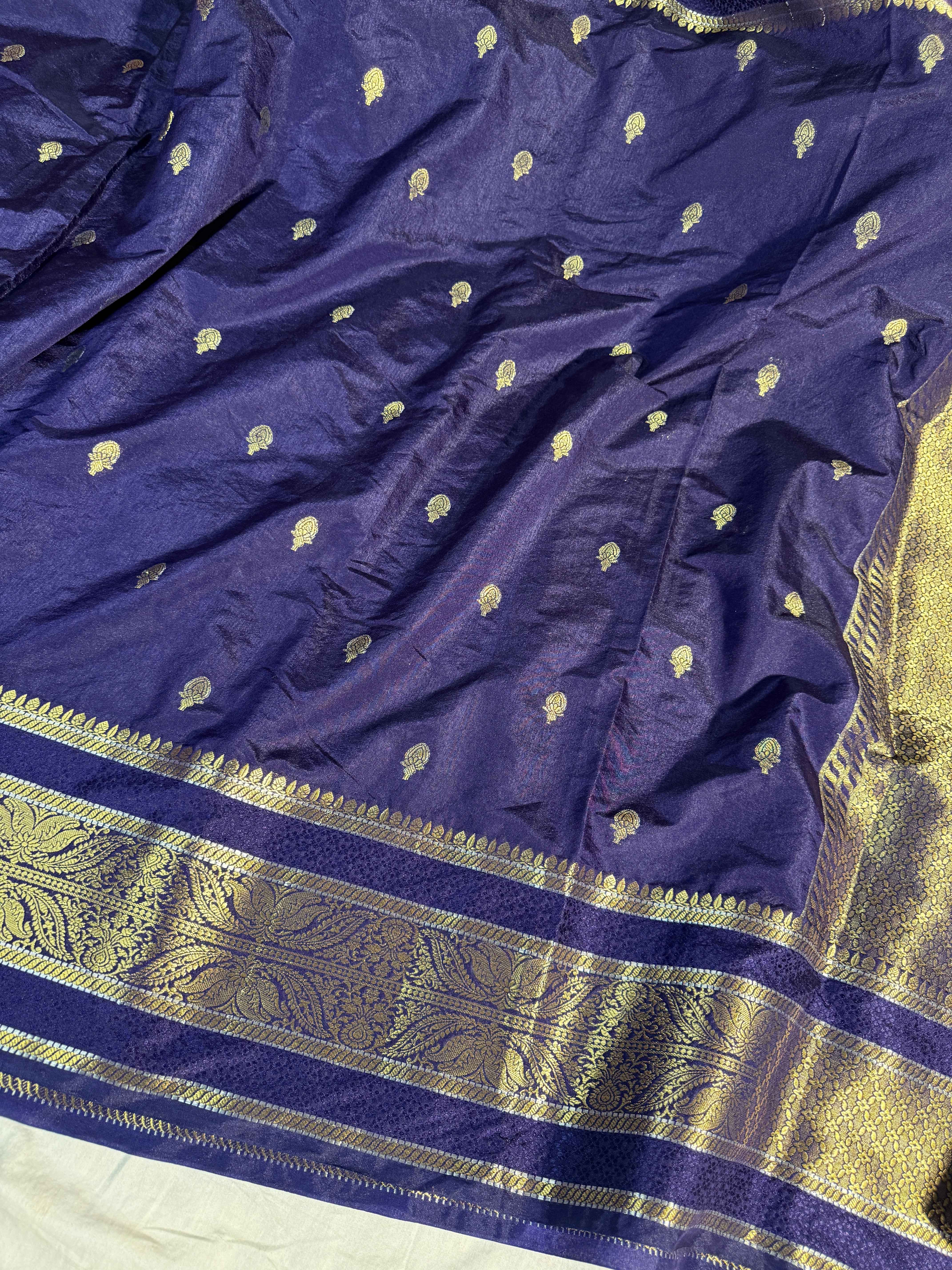 Navy Blue Premium Soft Chiniya Silk Banarasi Saree