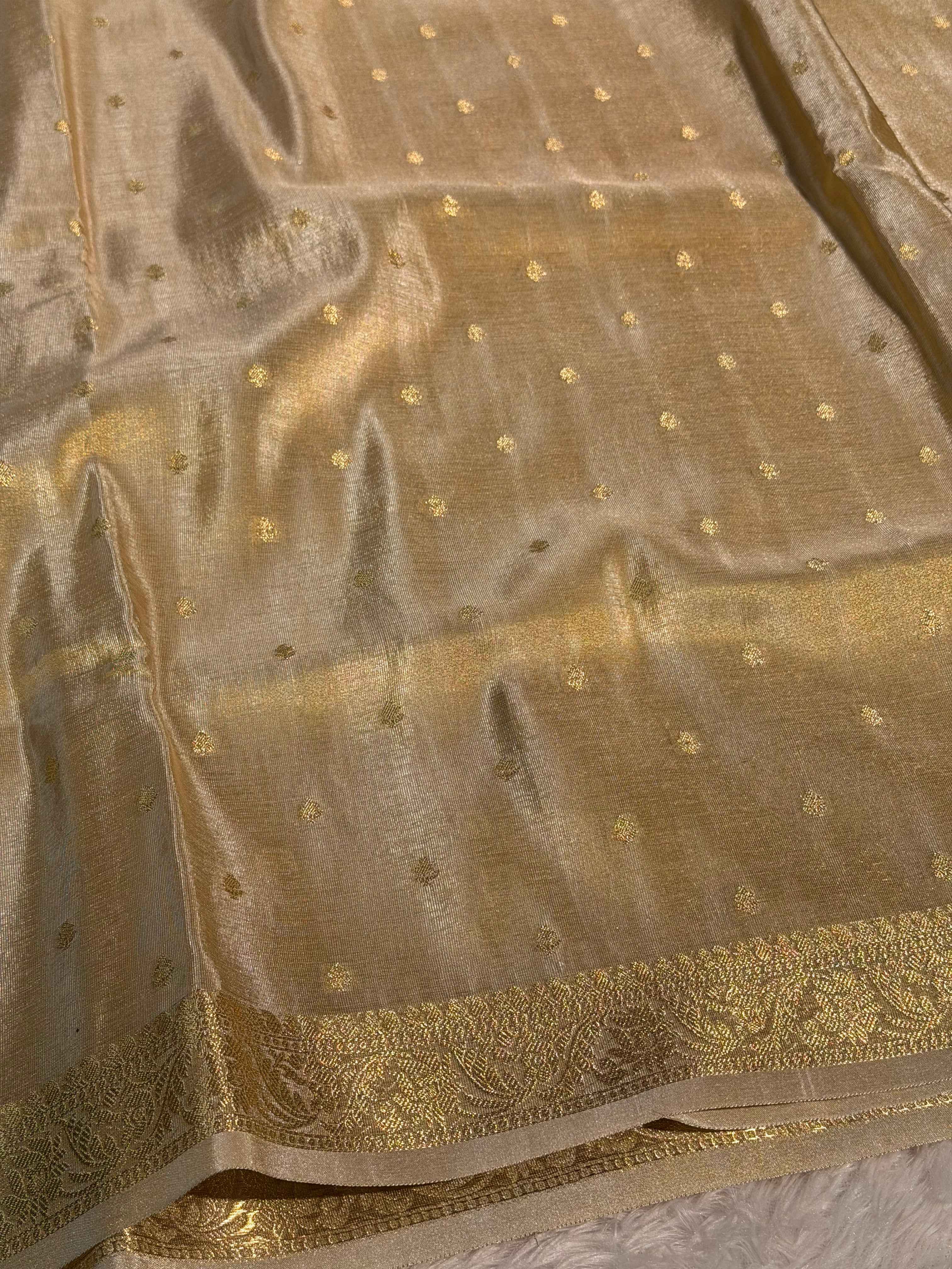 Rare Ivory Premium Breathable Katan Tissue Silk Banarasi Saree