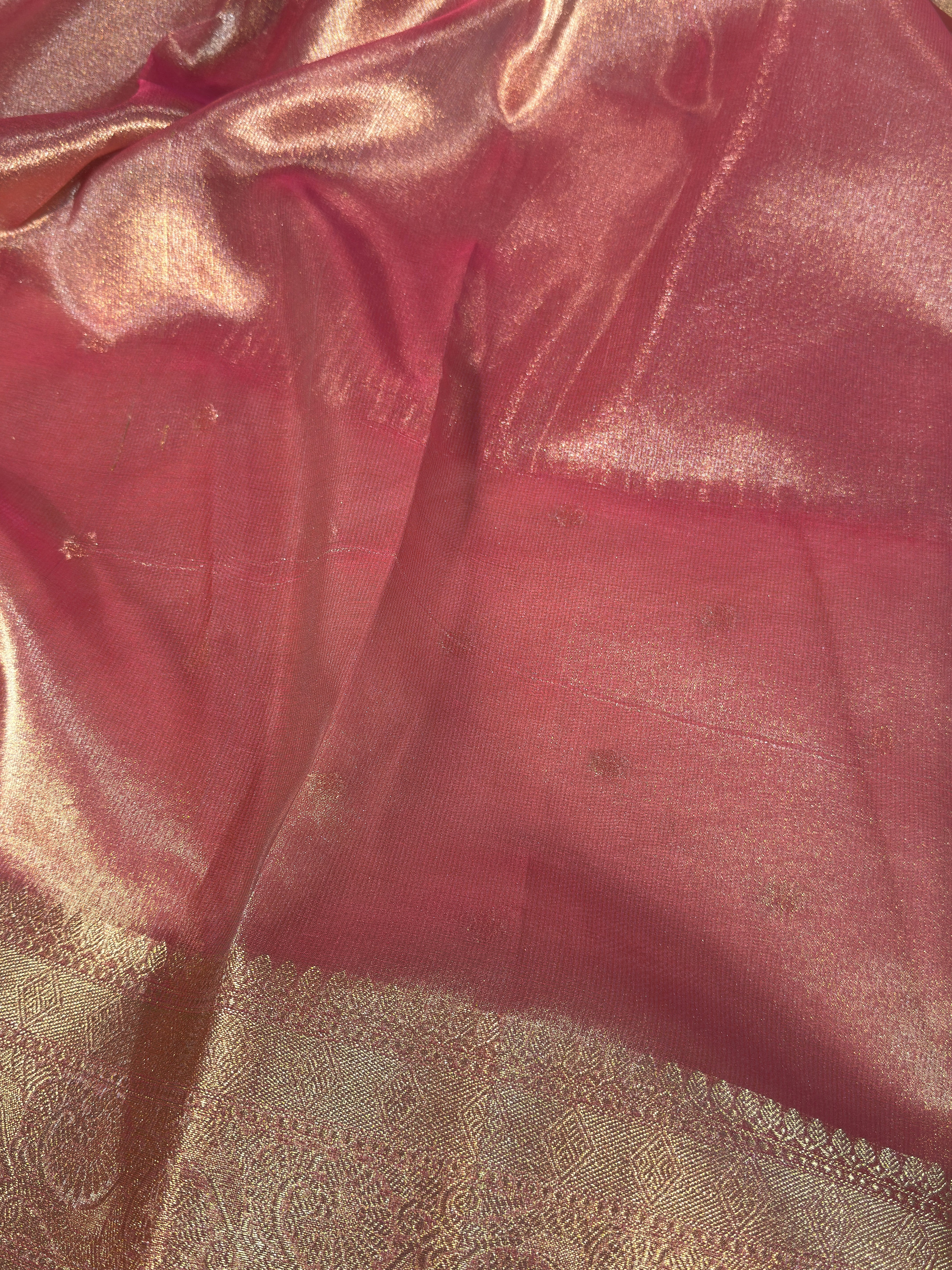 Dual Shaded Orange Premium Tissue Silk Banarasi Saree