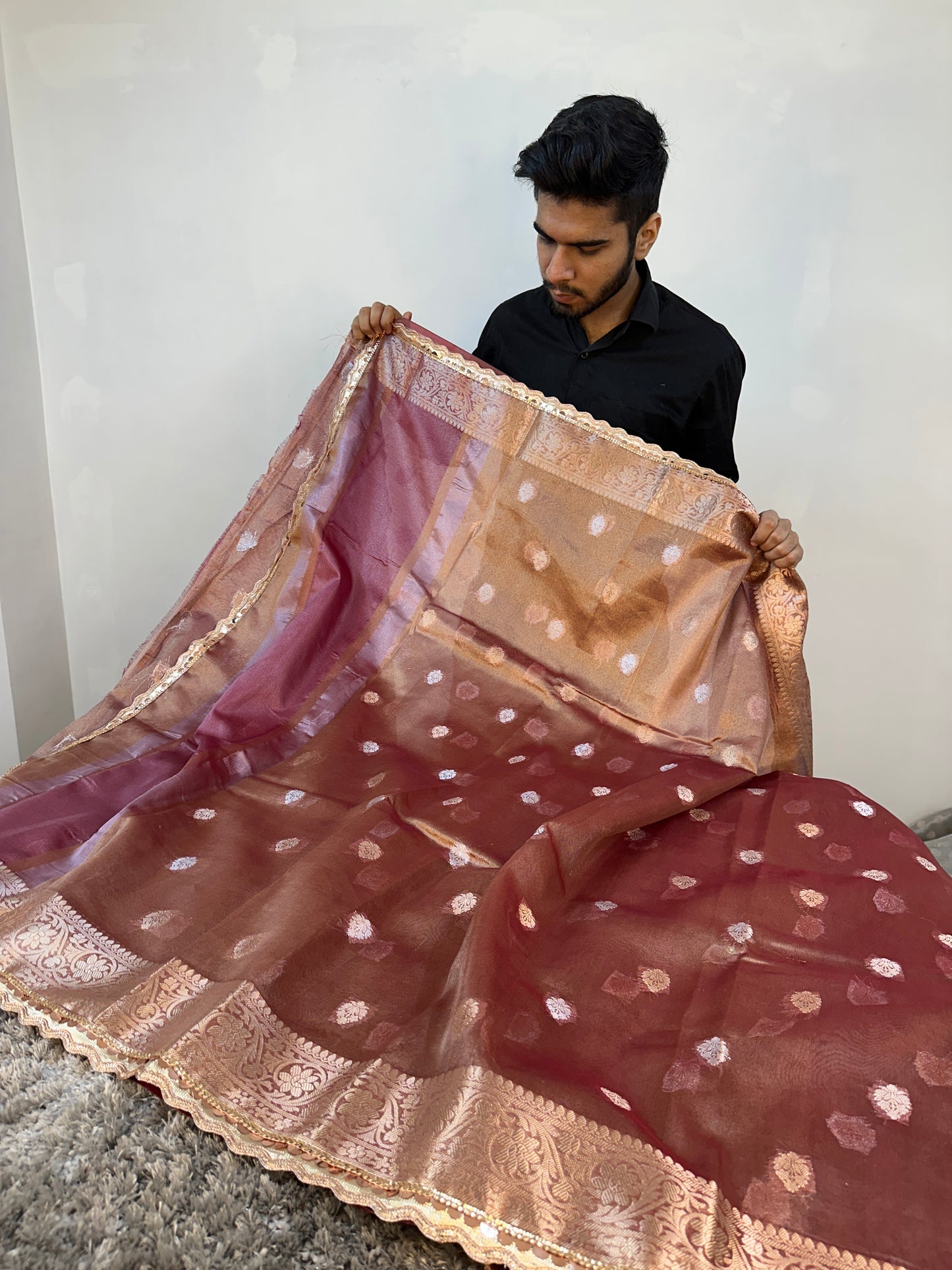 Glamorous Bridal Banarasi Tissue Silk Saree with Lace Work