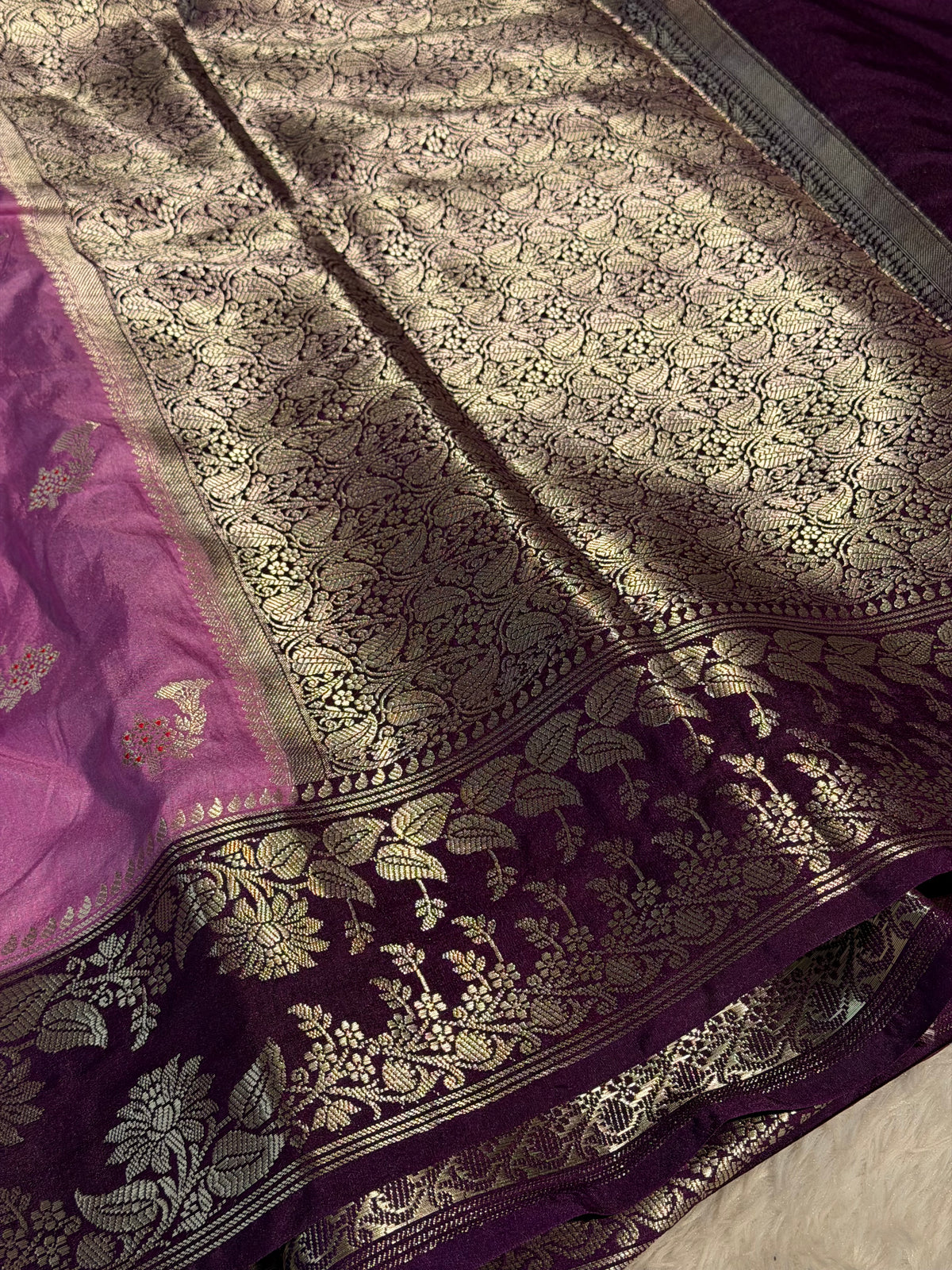 Lavender Purple Premium Chiniya Silk Banarasi Saree