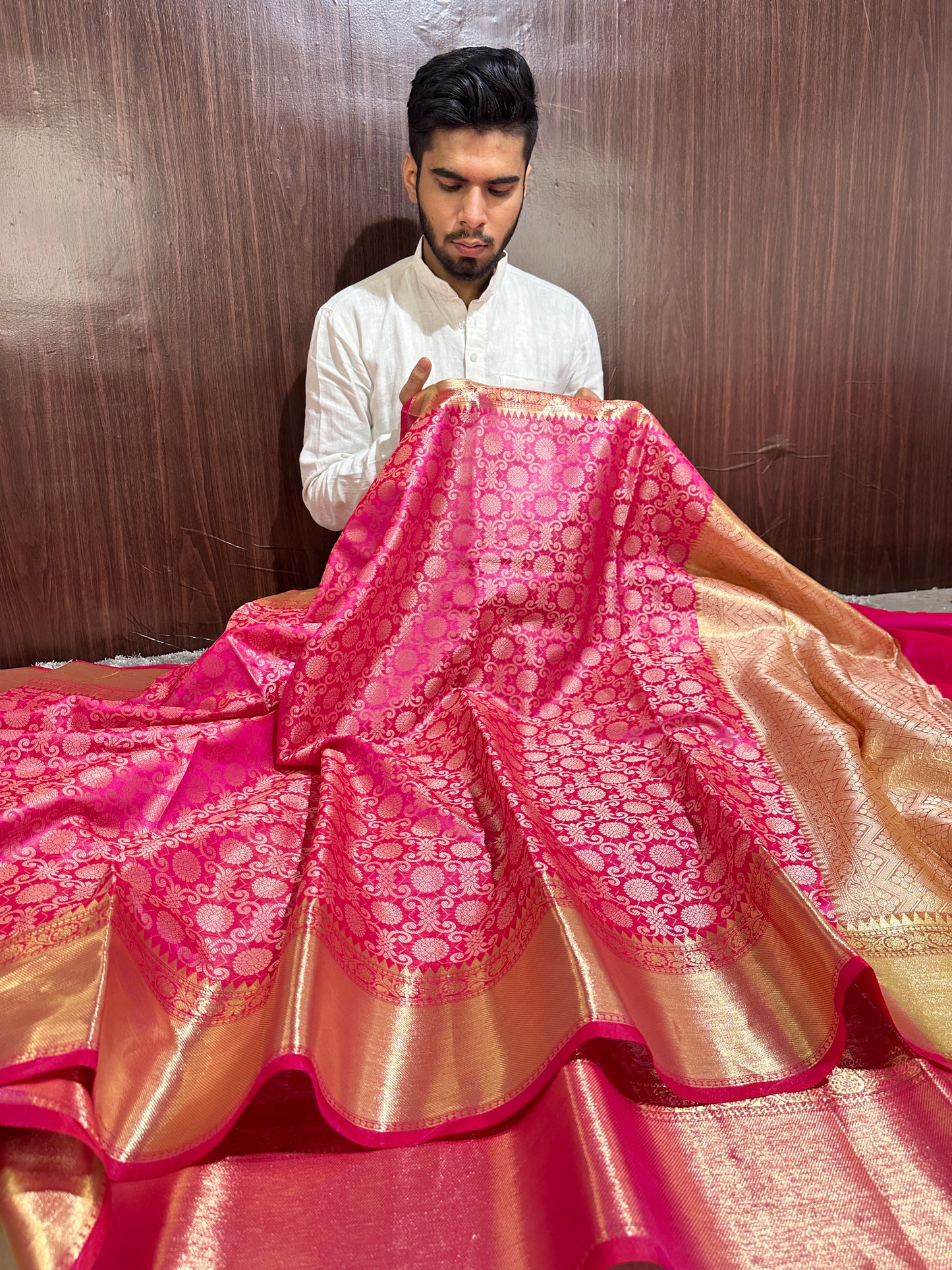 Exclusive Rani Pink Bridal Banarasi Tissue Silk Saree