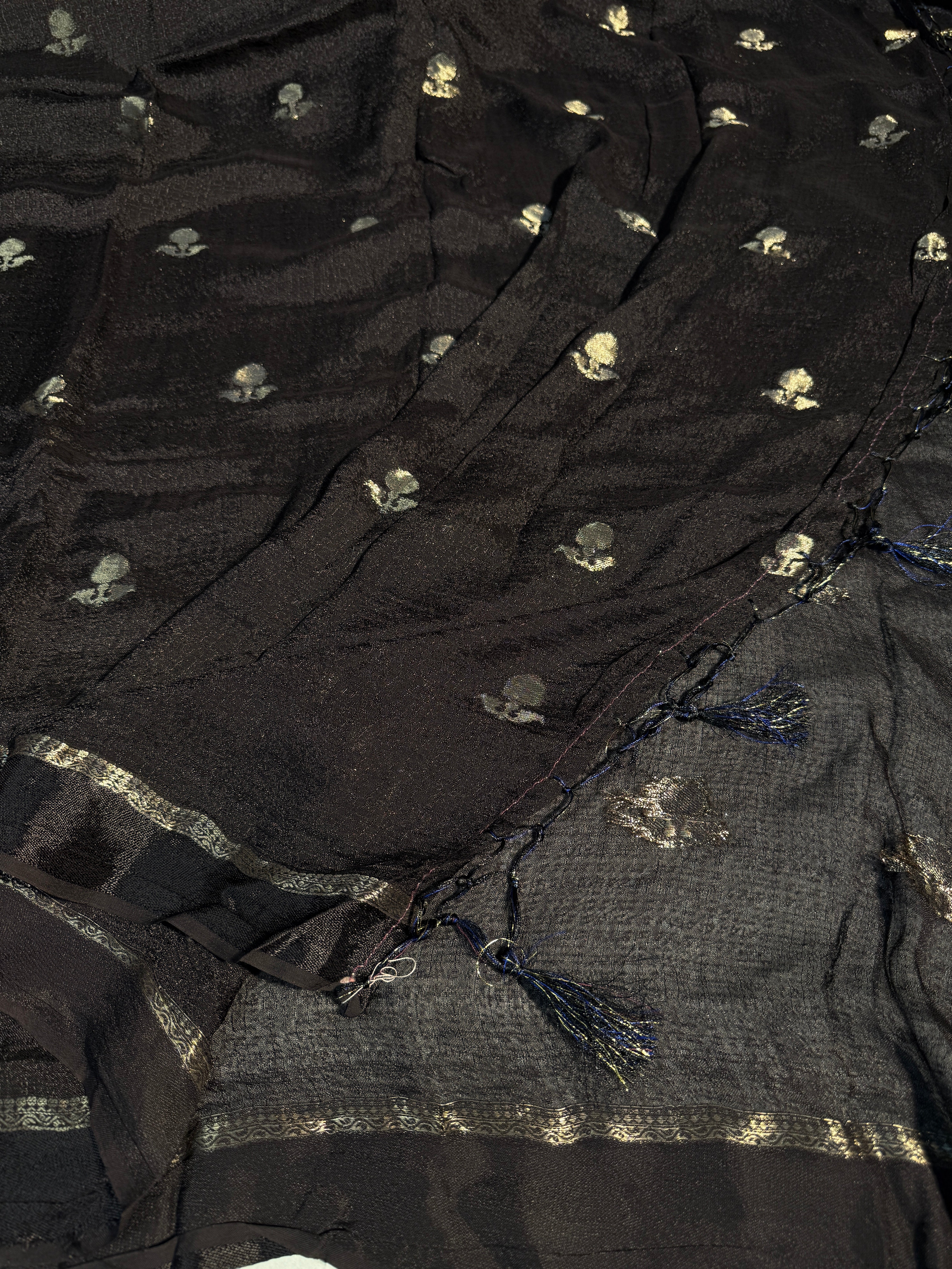 Black Premium Viscose Georgette Silk Zari Buti Banarasi Saree
