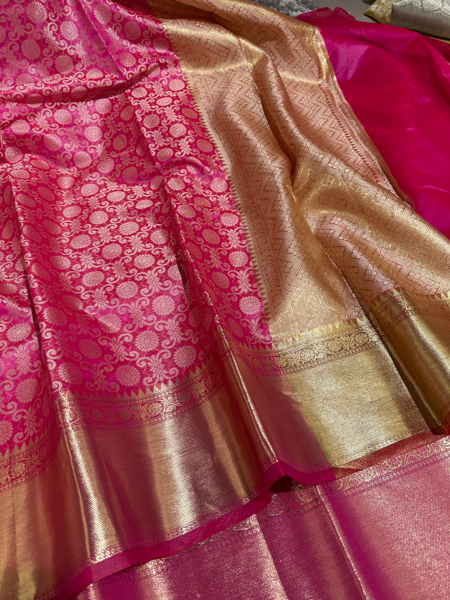 Exclusive Rani Pink Bridal Banarasi Tissue Silk Saree