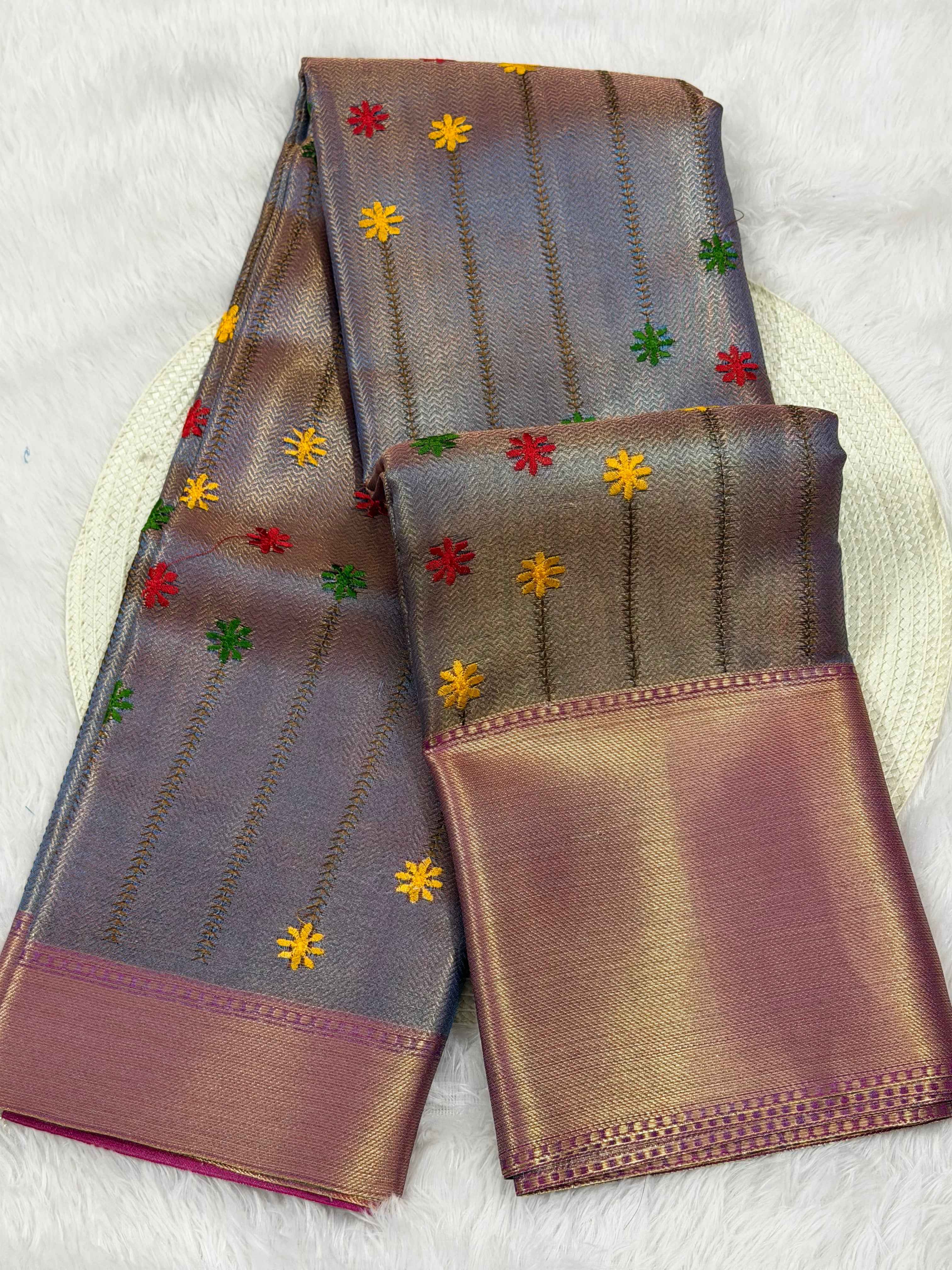 Premium Kanjeevaram Soft Tissue Silk Banarasi Saree with Rich Embroidery