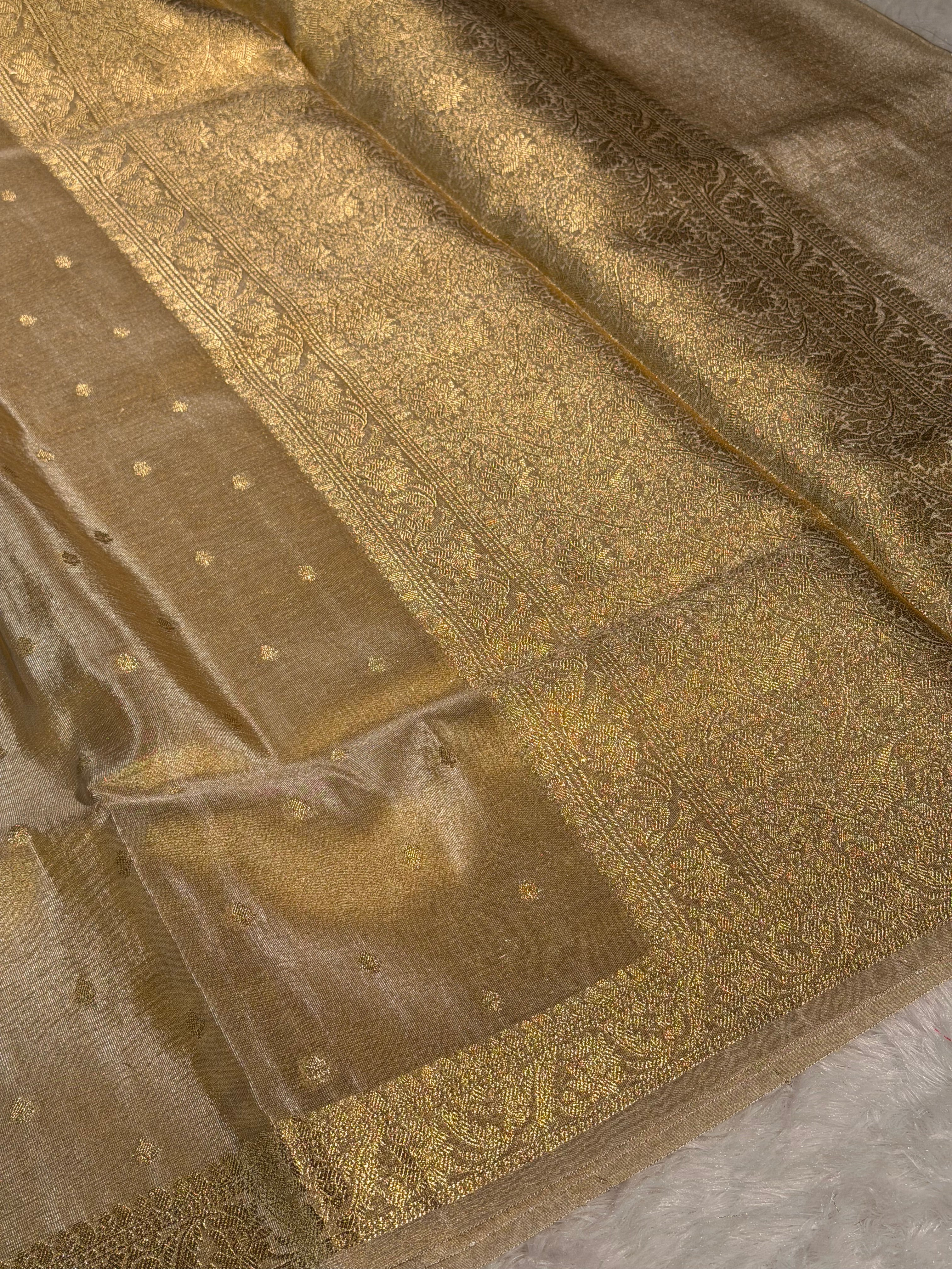 Rare Ivory Premium Breathable Katan Tissue Silk Banarasi Saree