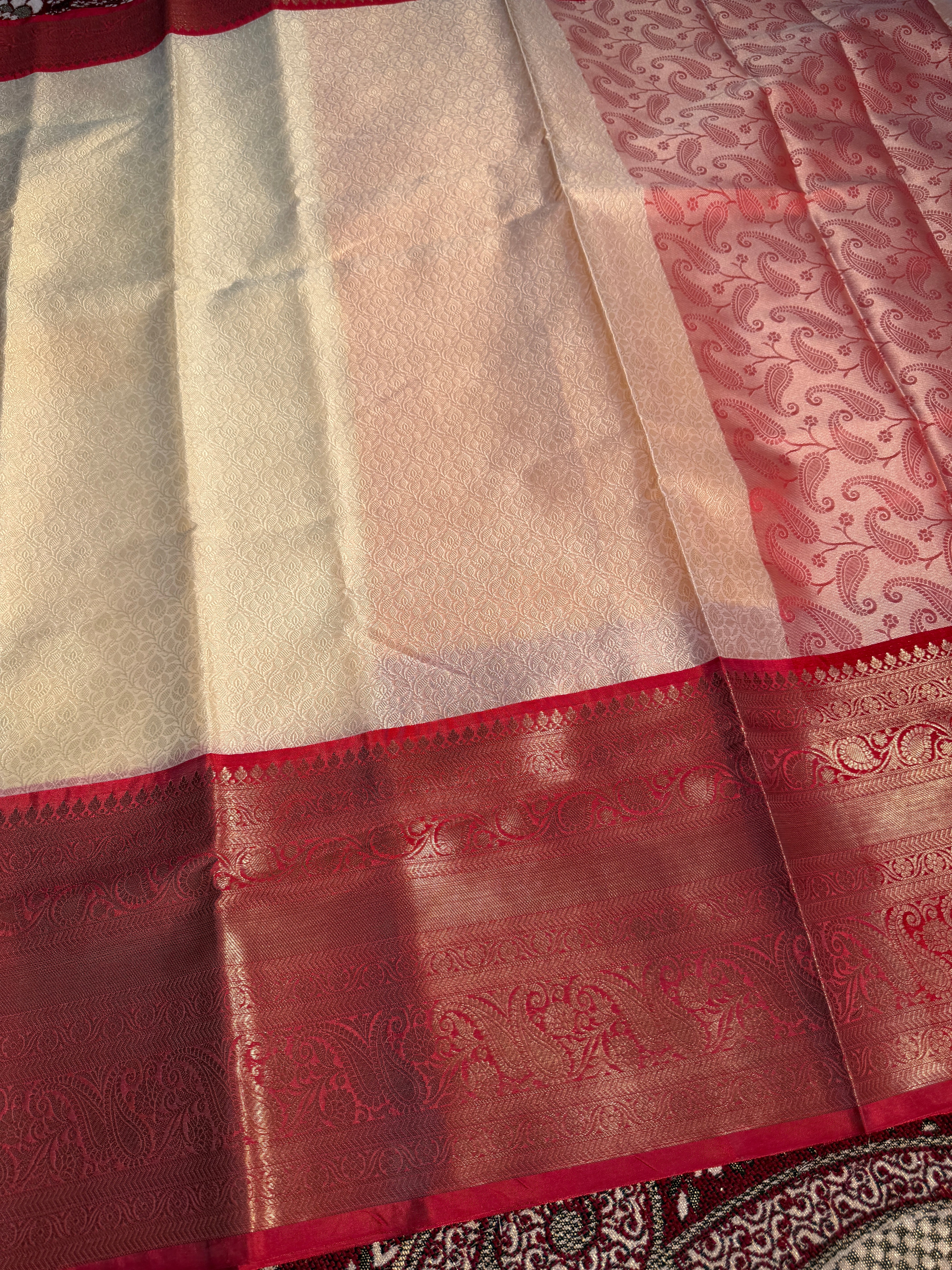 Premium Resham Embossed Kora Muslin Banarasi Saree