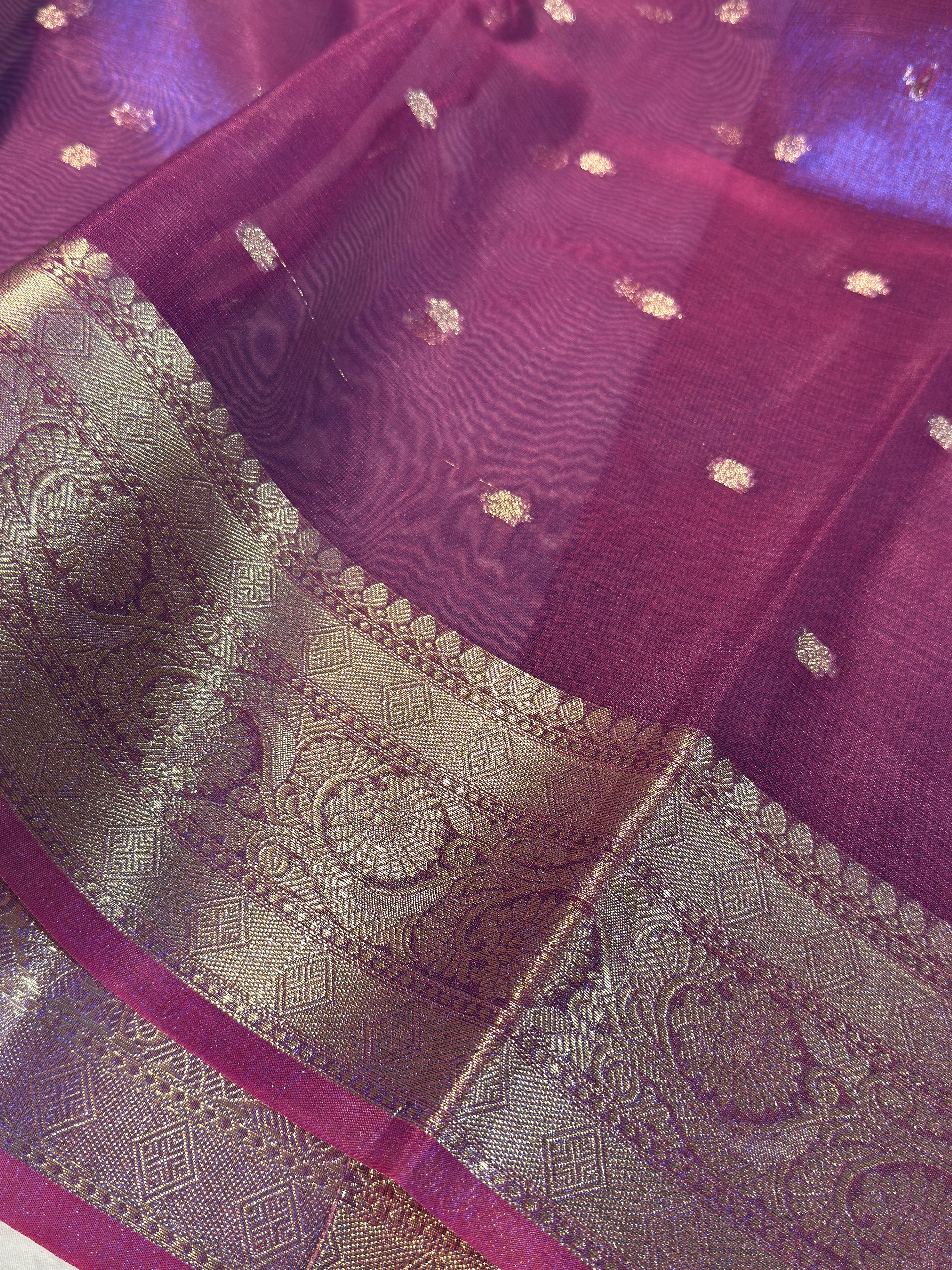 Rare Dual Shade Blue Premium Tissue Silk Banarasi Saree