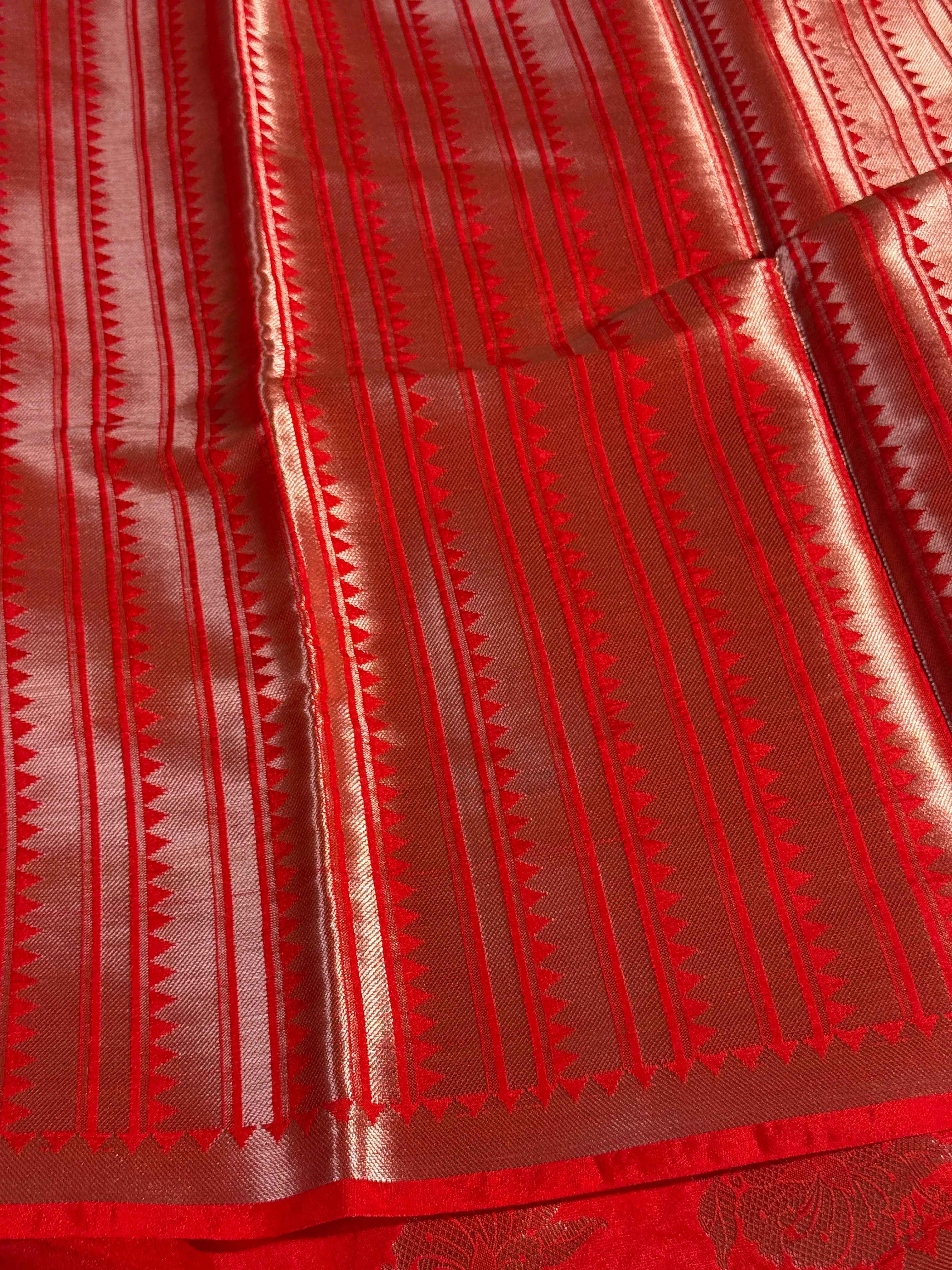 Bridal Red Premium Chiniya Silk Banarasi Saree