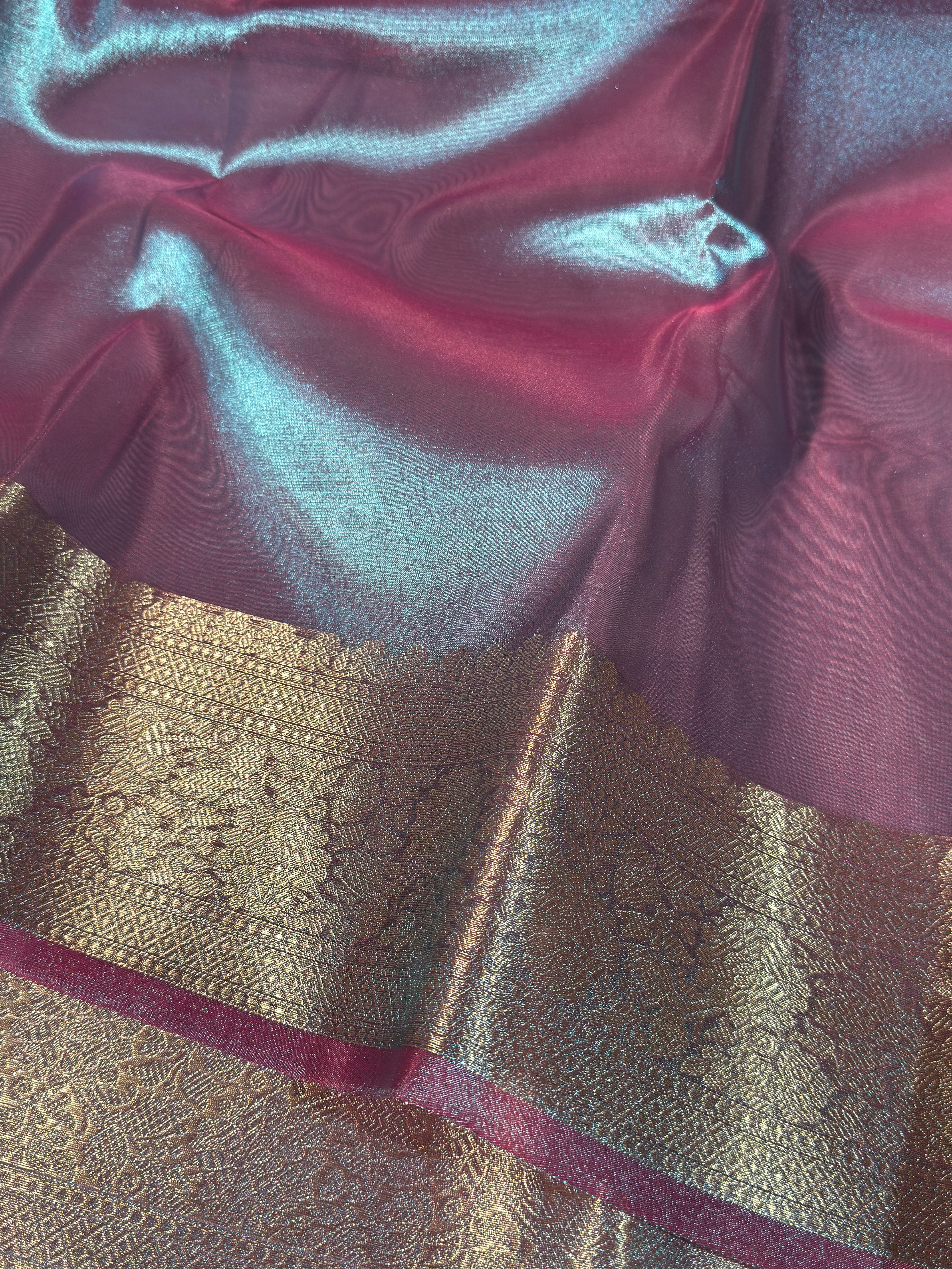 Rare Firozi Blue Premium Tissue Silk Banarasi Saree