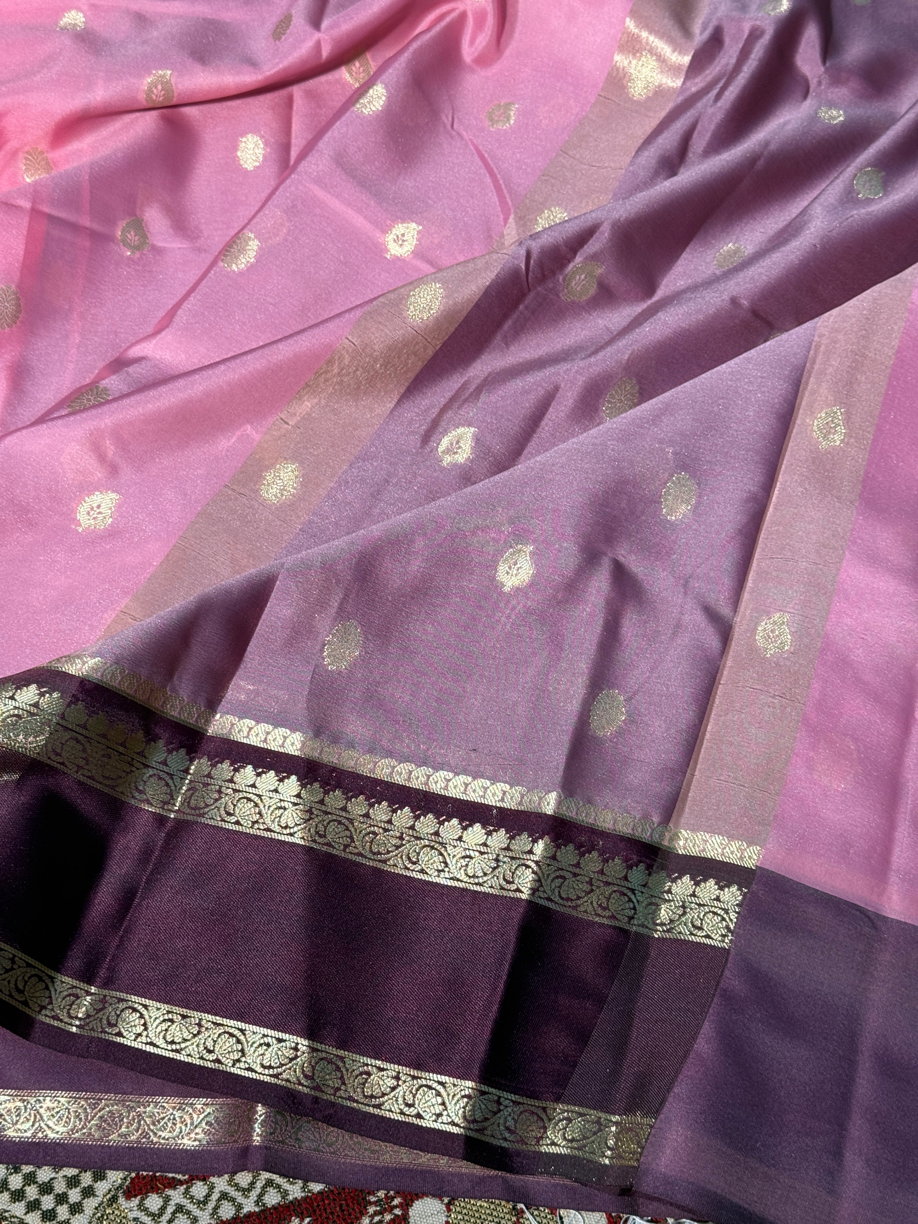 Pink Premium Kanchi Weave Katan Silk Banarasi Saree