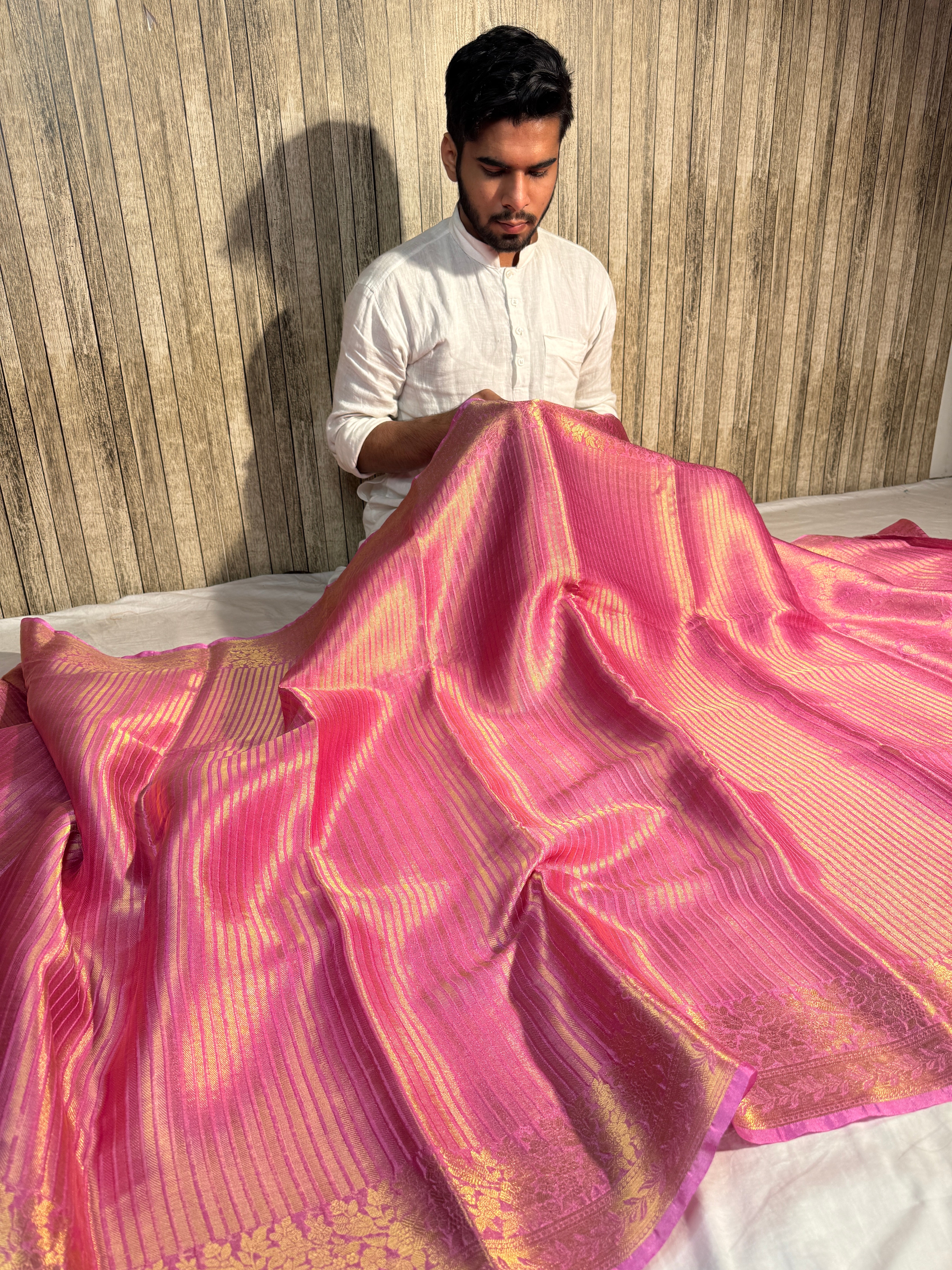 Pastel Pink Premium Breathable Kanjeevaram Tissue Silk Banarasi Saree