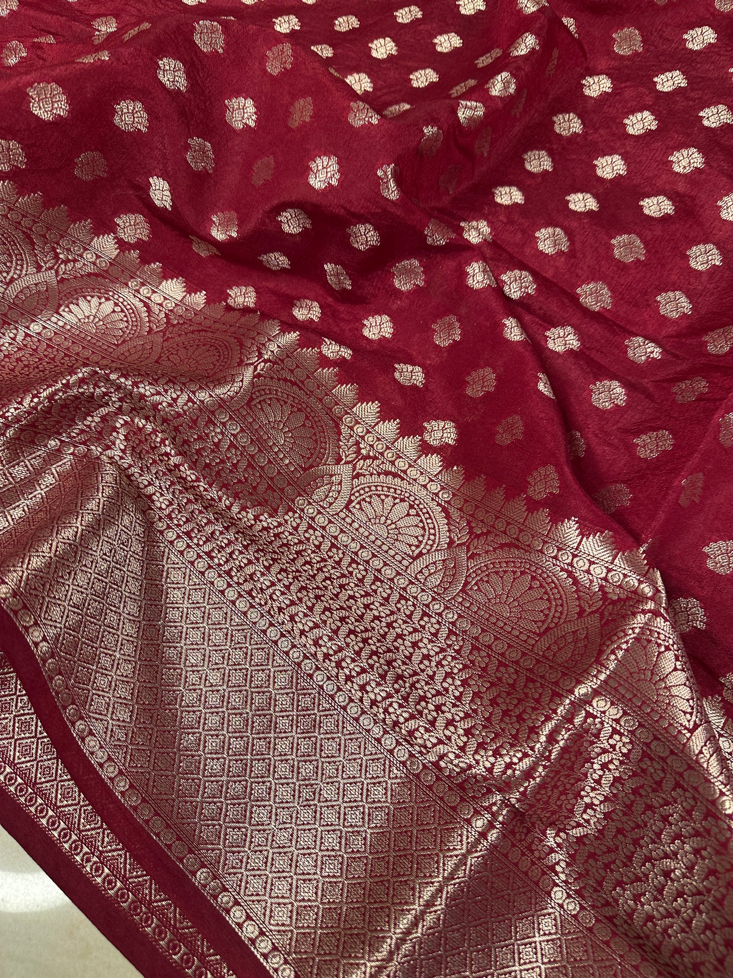 Beautiful Maroon Soft Designer Warm Silk Banarasi Saree