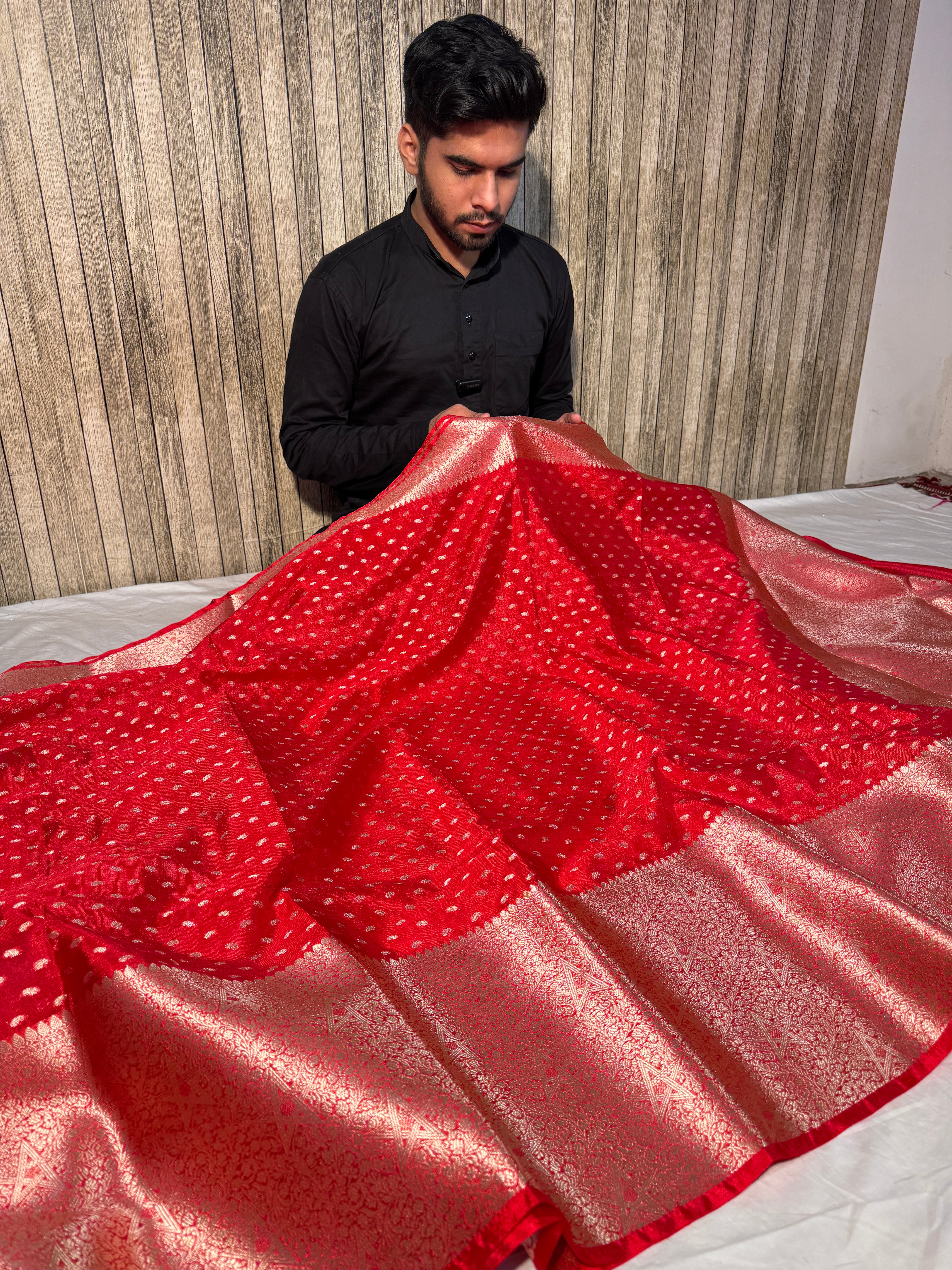 Bridal Red Premium Banarasi Chiniya Silk Saree