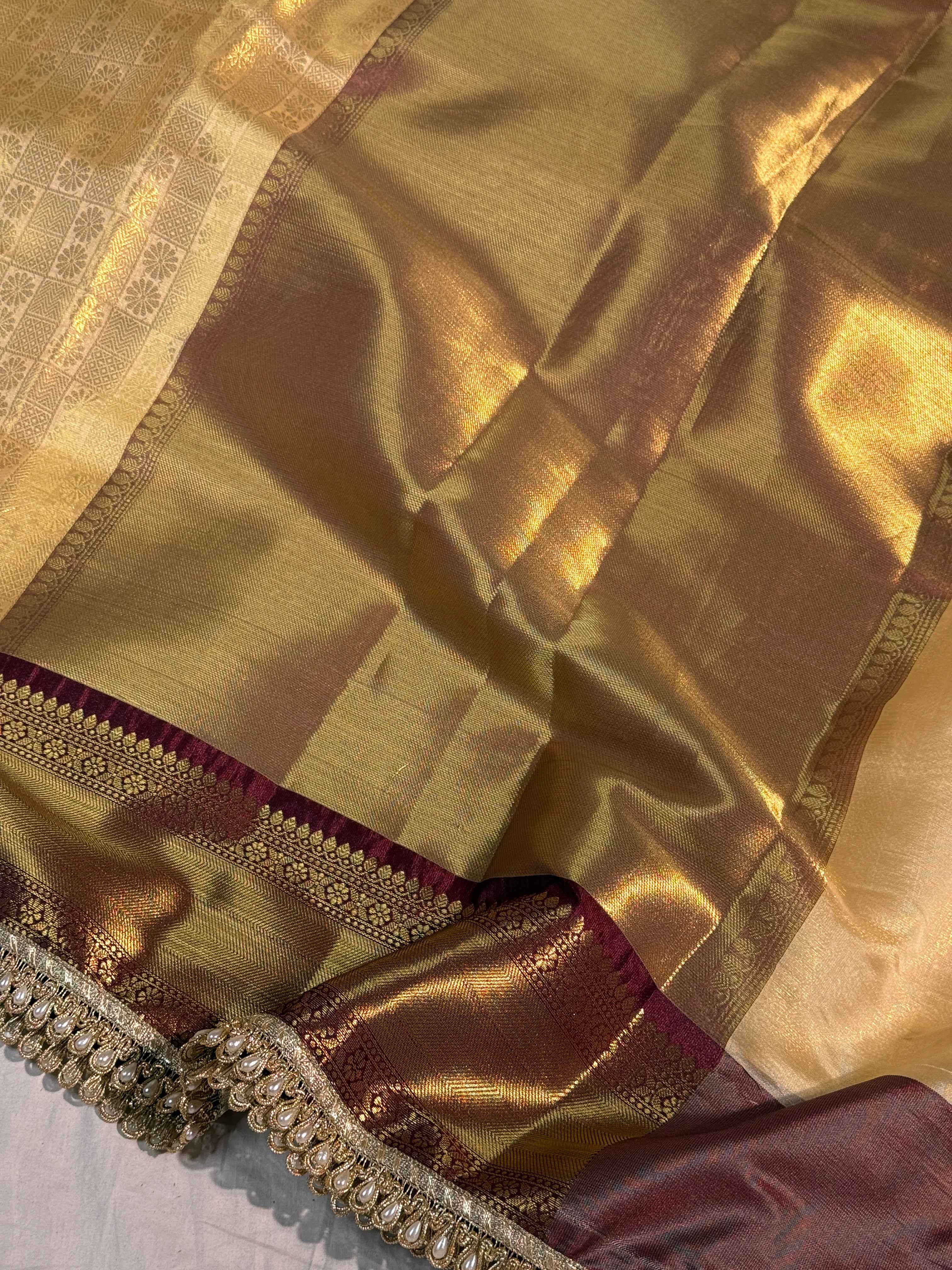 Contrast Premium Kanjeevaram Tissue Silk Banarasi Saree
