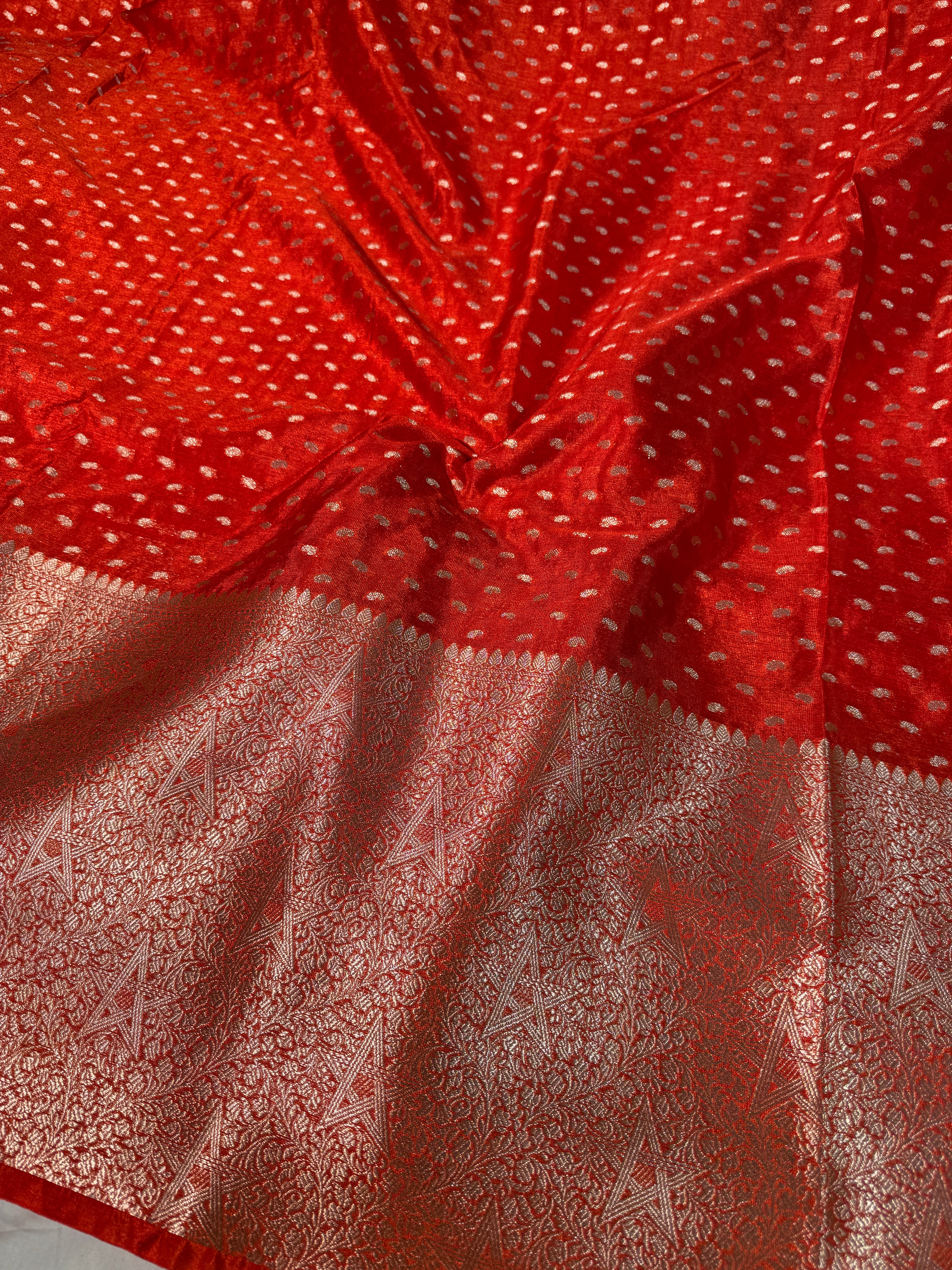 Rust Orange Premium Banarasi Chiniya Silk Saree