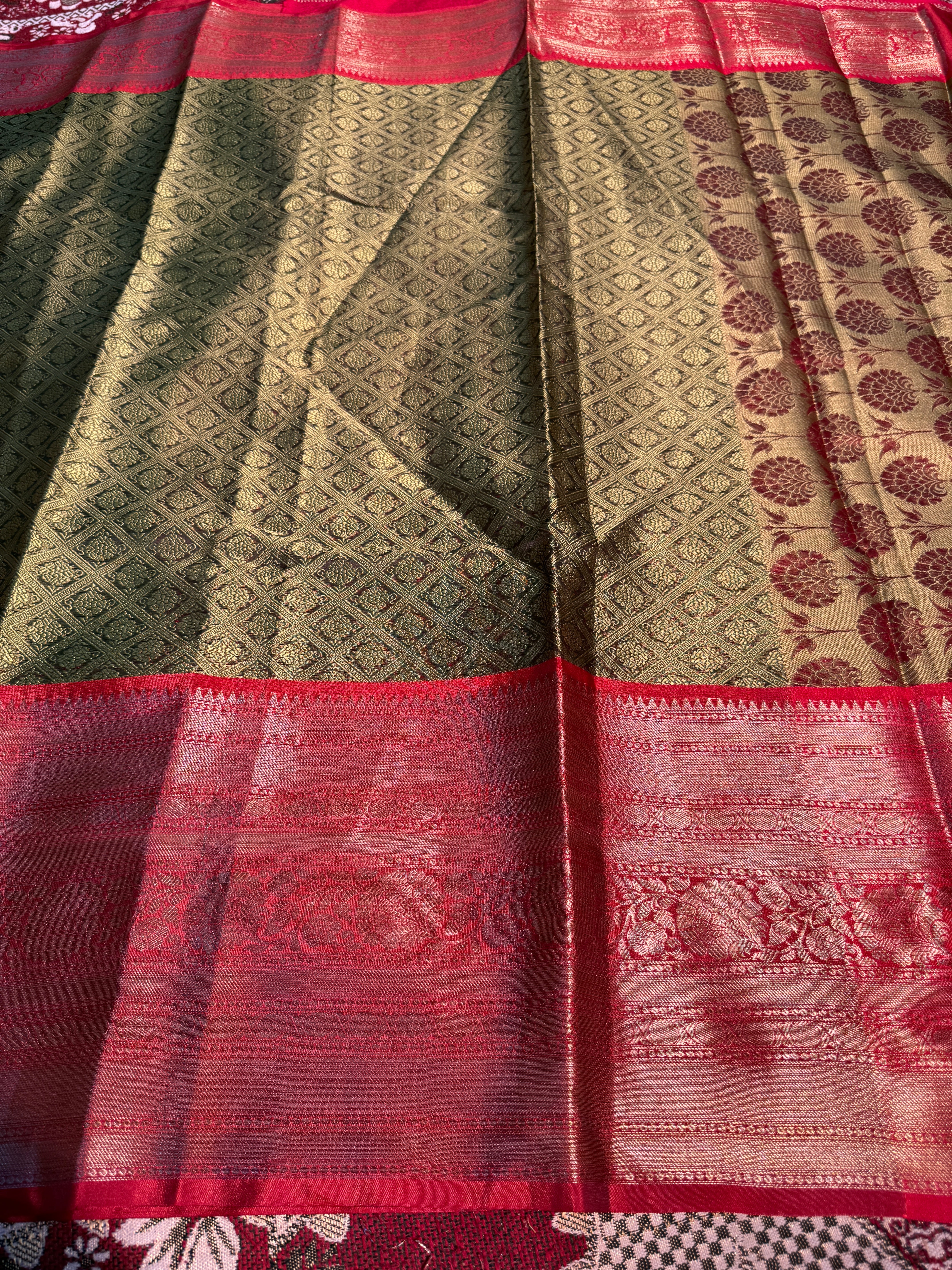 Premium Resham Embossed Kora Muslin Banarasi Saree