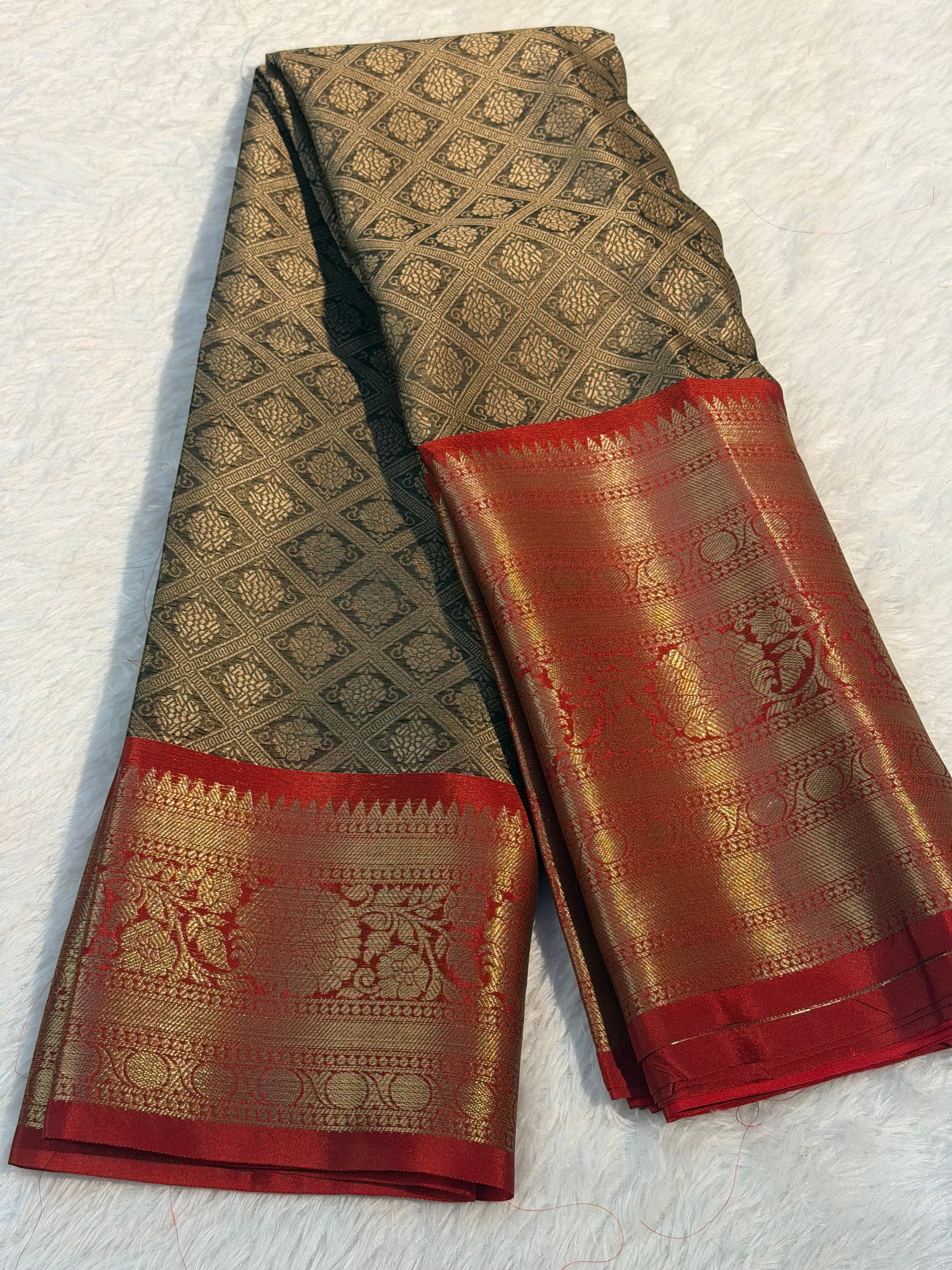 Premium Soft Kanjeevaram Silk Banarasi Saree with Rich Pallu