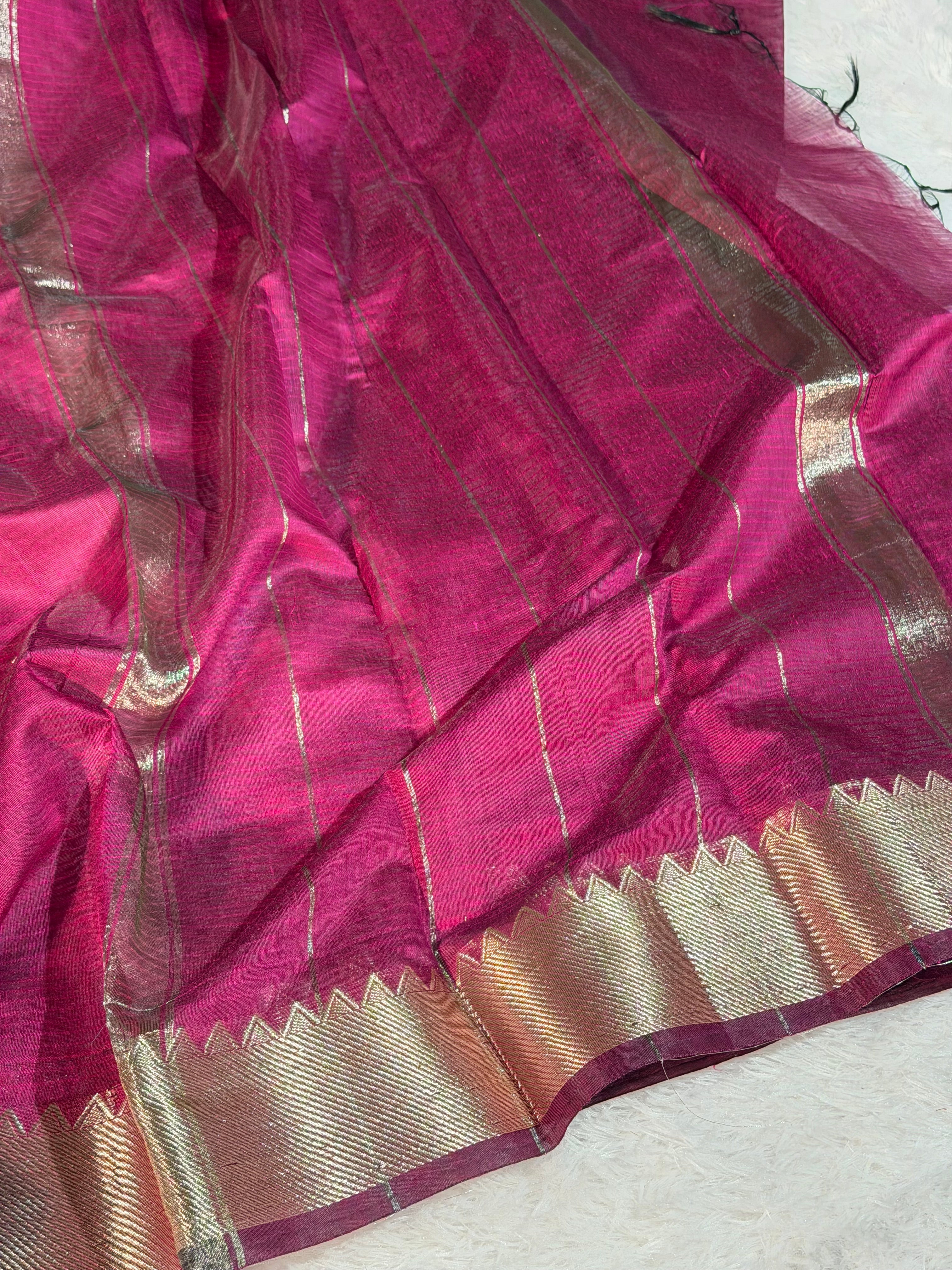 Magenta Premium Mangalagiri Cotton Silk Banarasi Saree