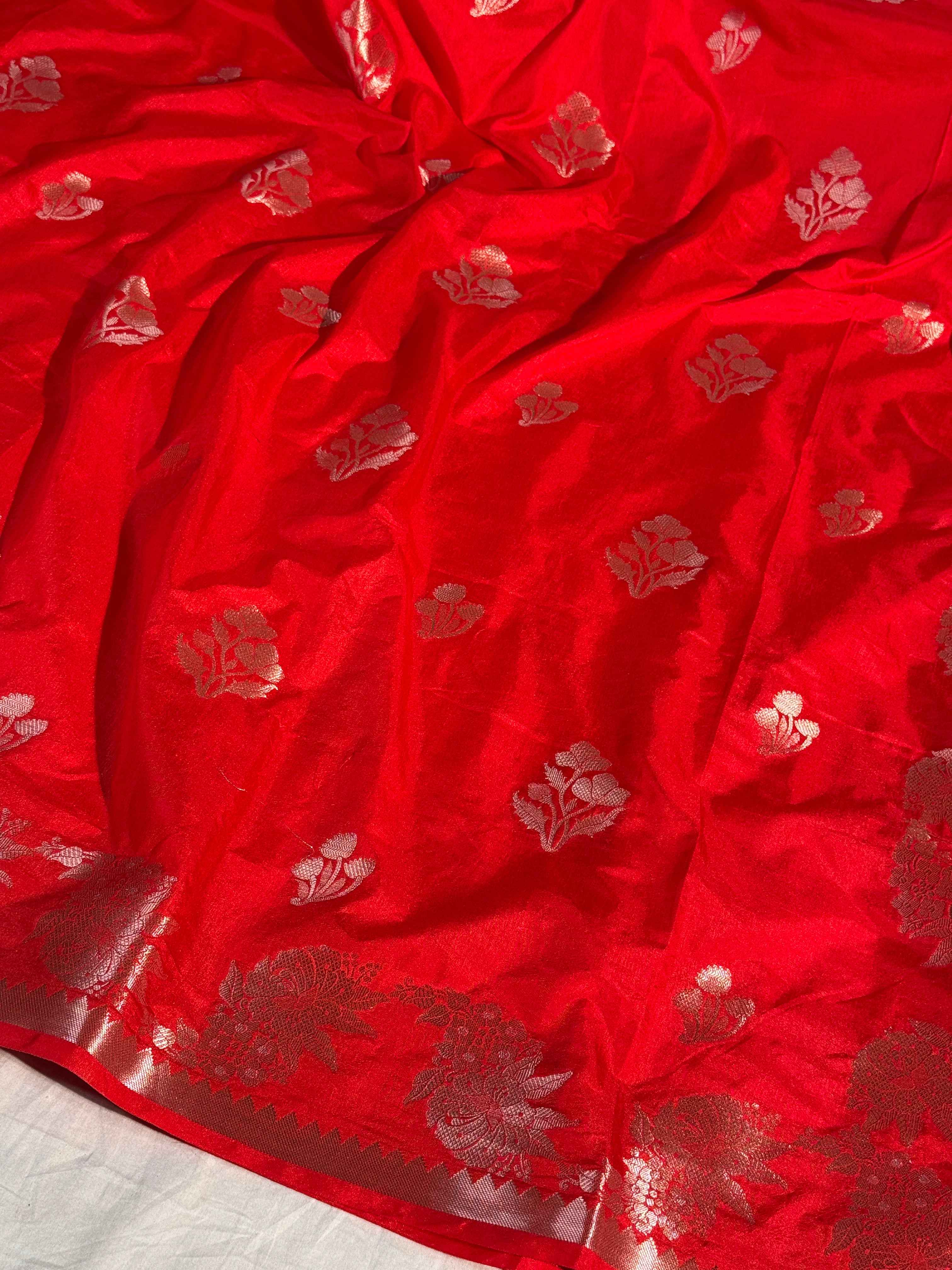 Bridal Red Premium Chiniya Silk Banarasi Saree
