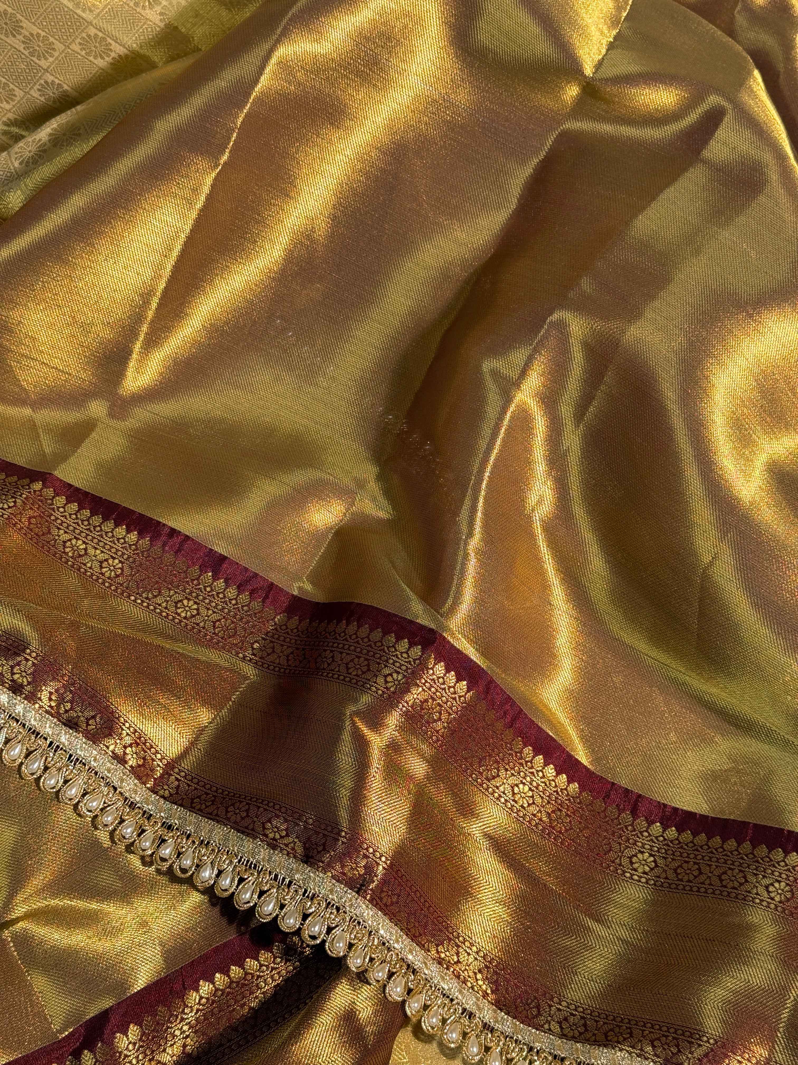 Contrast Premium Kanjeevaram Tissue Silk Banarasi Saree