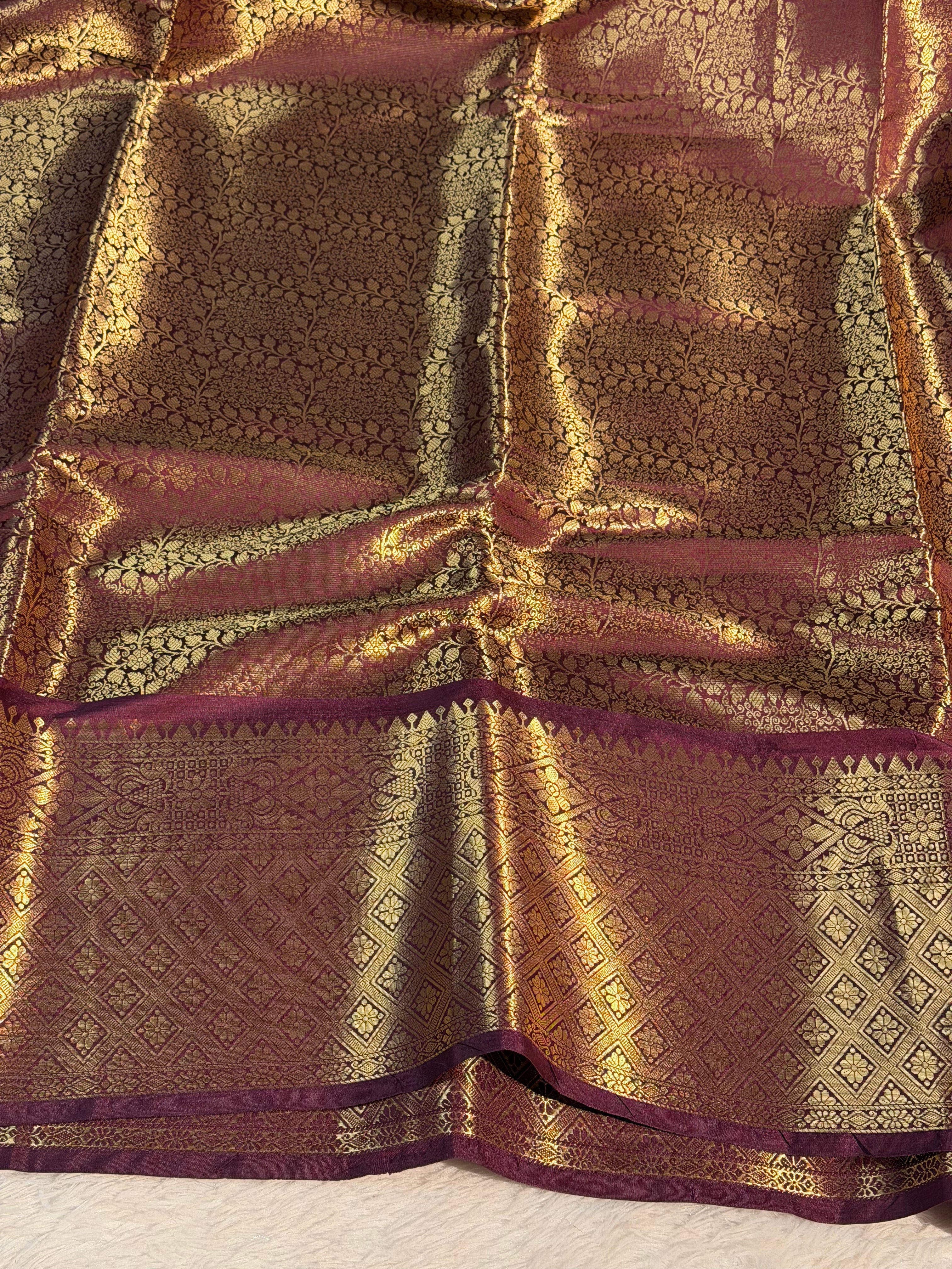 Wine Brown Premium Soft Katan Silk Banarasi Saree