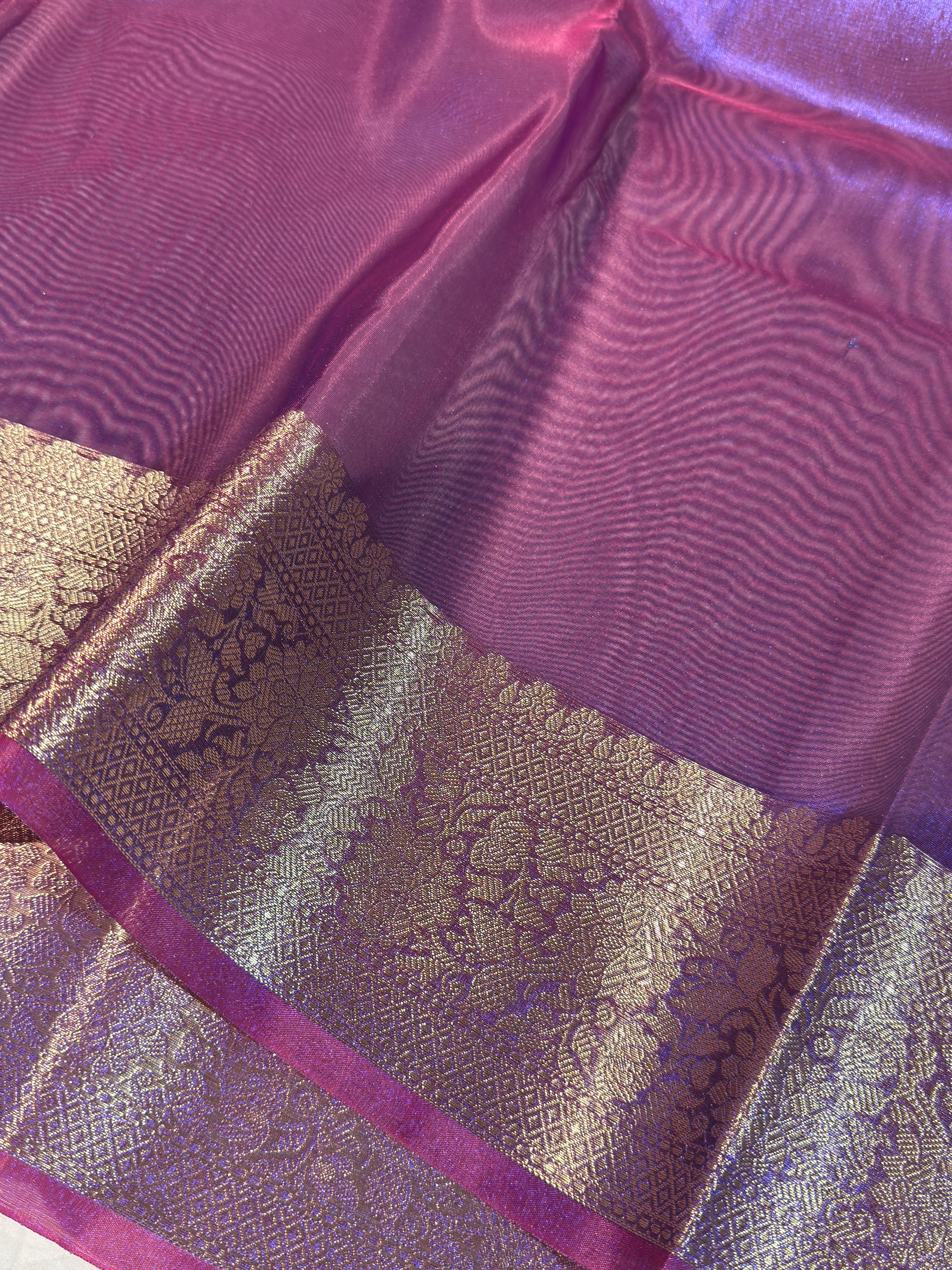 Rare Dual Shade Blue Premium Tissue Silk Banarasi Saree