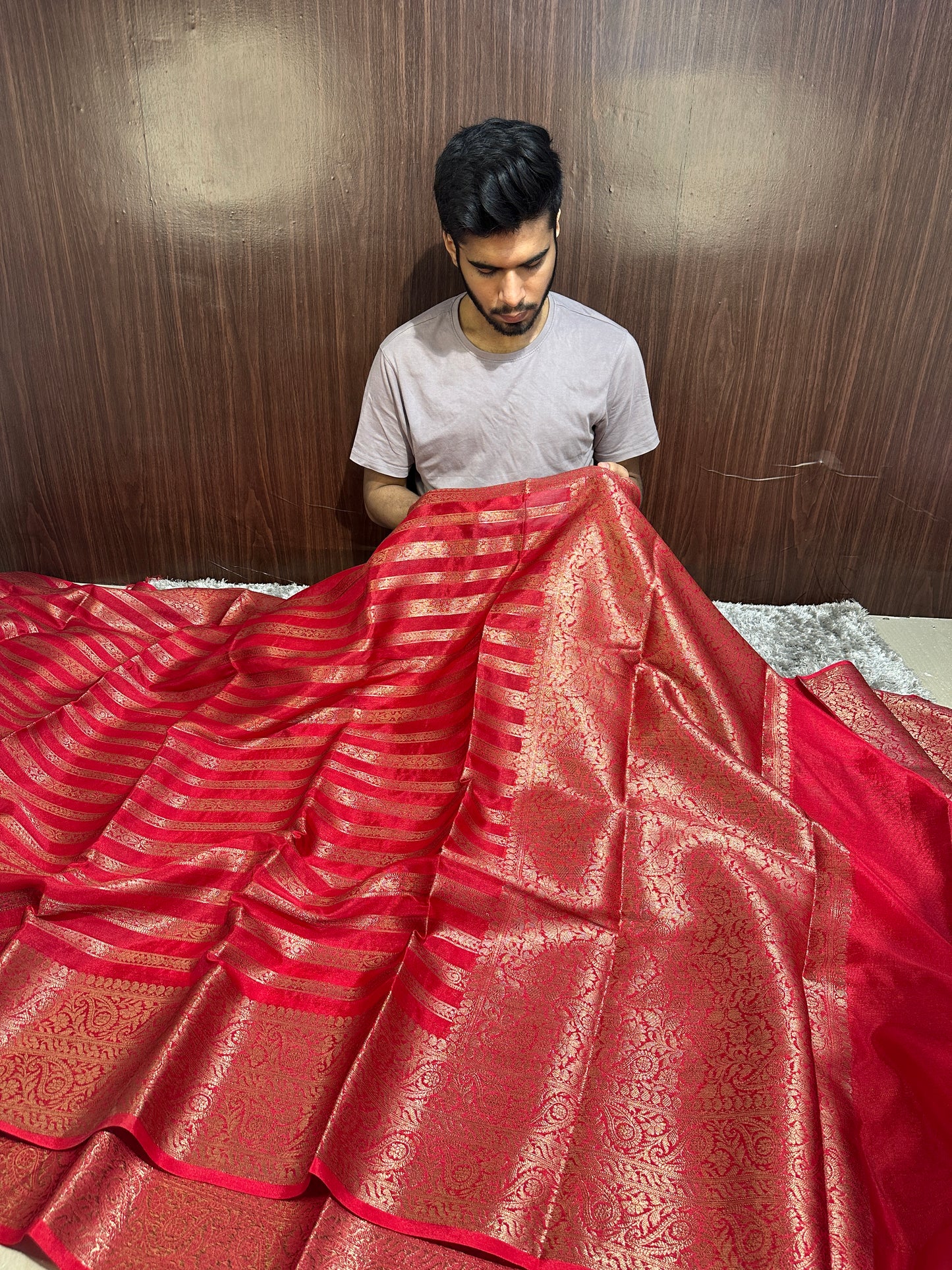 Premium Banarasi Georgette Silk Saree in Beautiful Red Shade